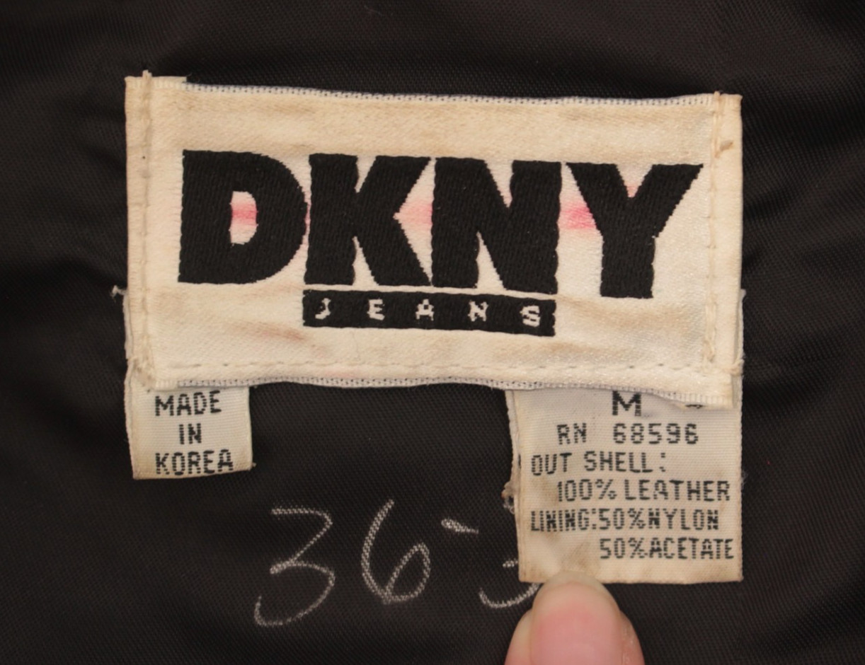 VTG Women’s 90s DKNY Black Leather Biker Jacket Vest Sz M 1990s Motorcycle