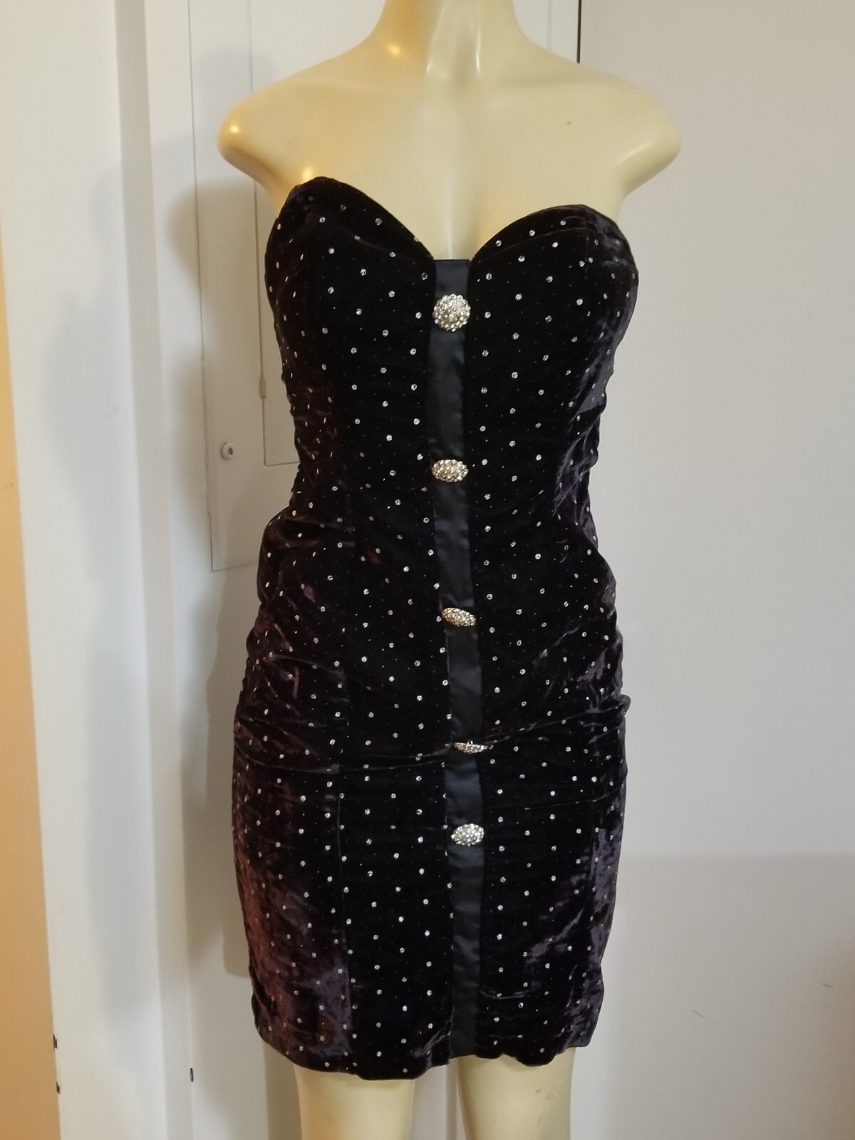 Vintage 80s Karen Okada David Howard climax velvet rhinestone dress