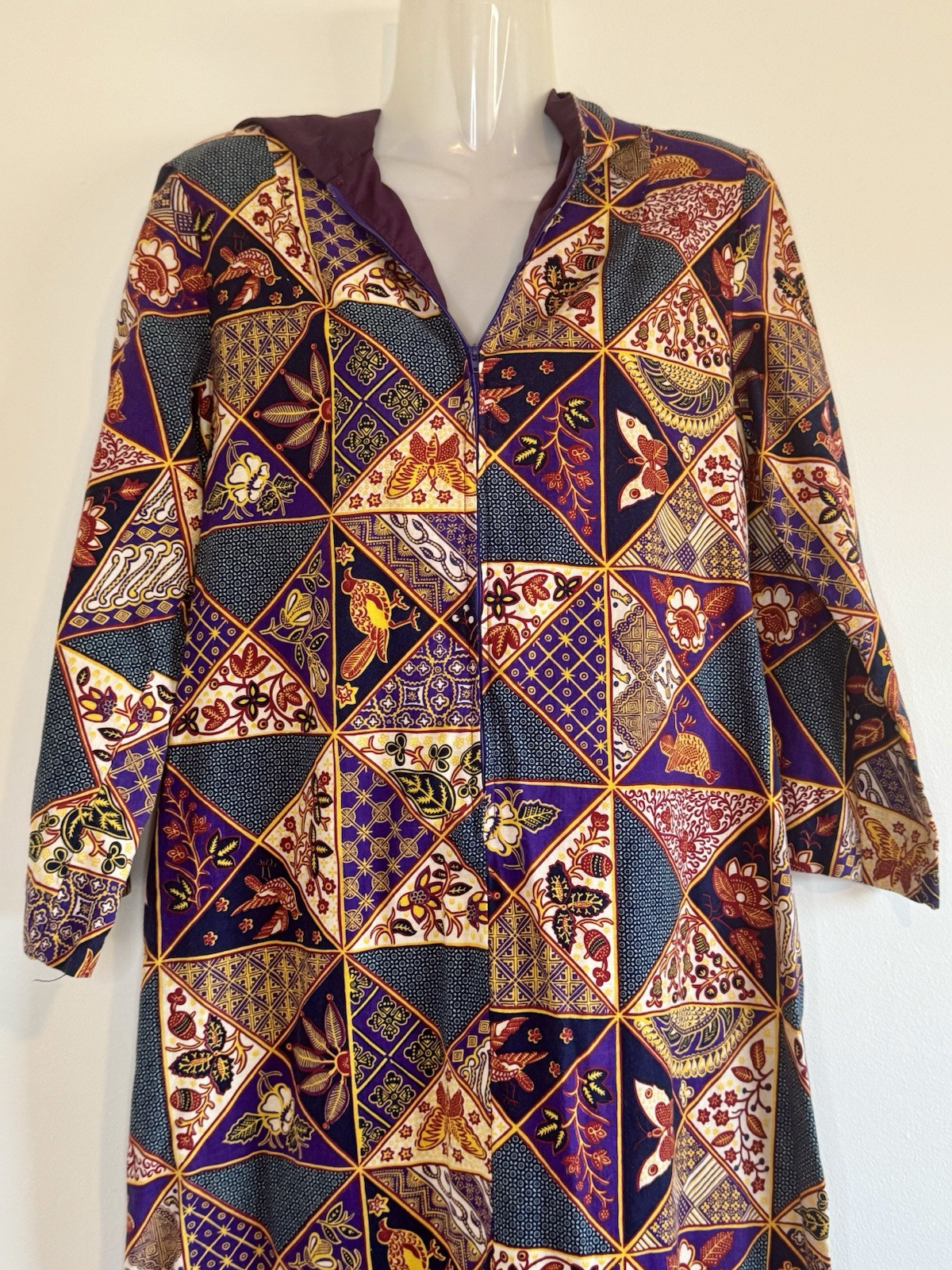 70s Berkleigh Juniors Vintage Hooded Caftan Hippie Boho Bohemian Festival
