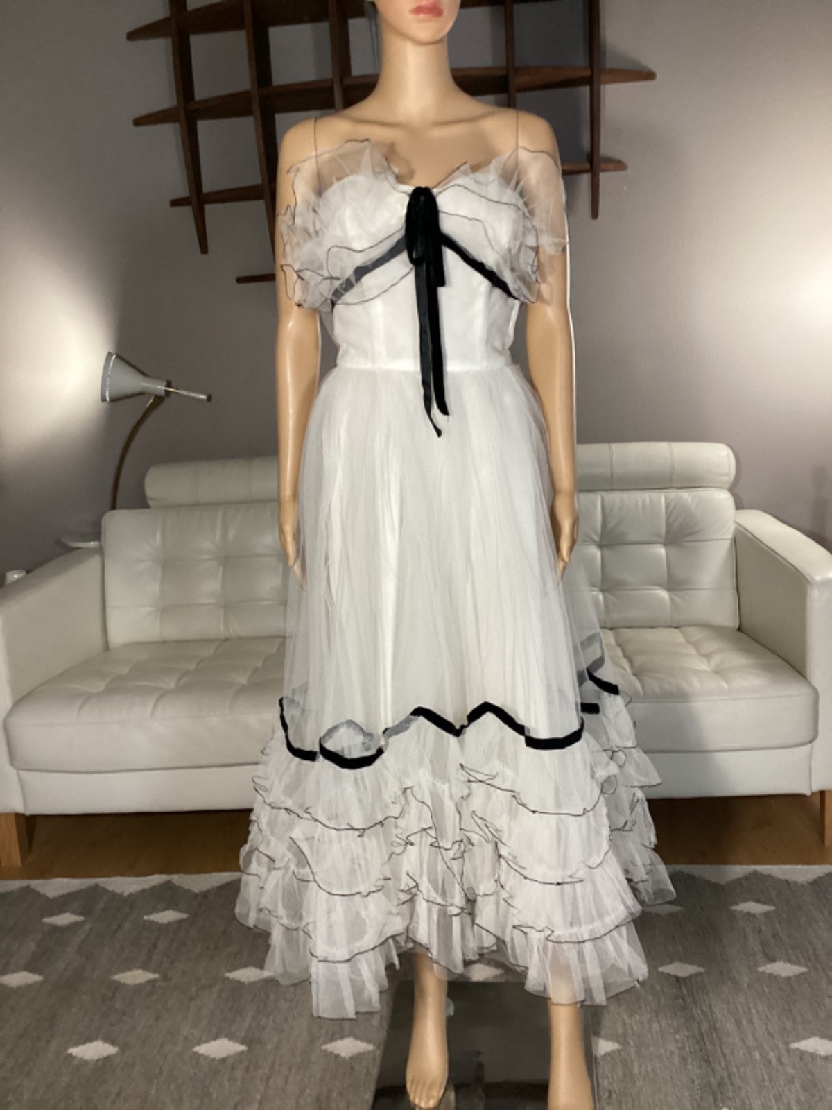 Vintage 1950’s Will Steinman Original Black & White Tulle Strapless Party Dress