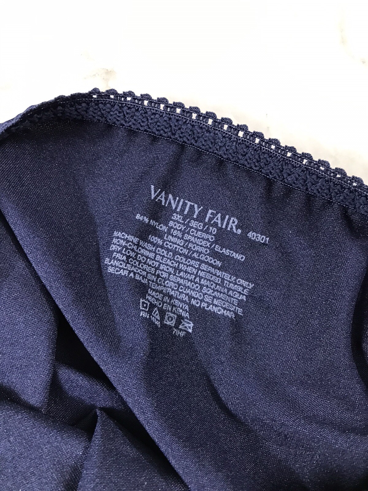 VINTAGE Vanity Fair Satin Silky BLUE Hipster Panty Second Skin 10/3XL 40301