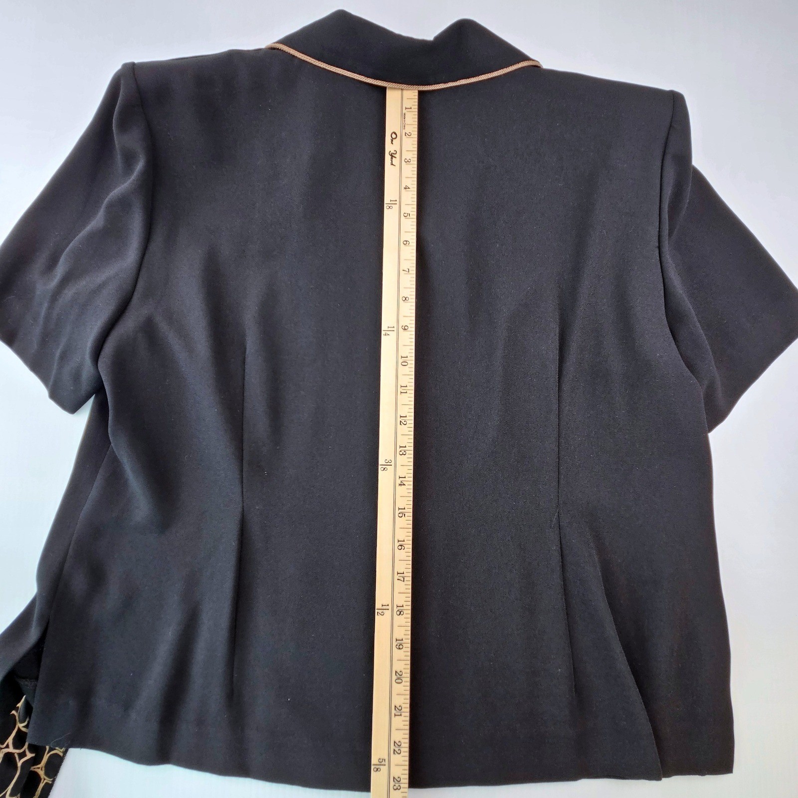 Leslie Fay Vintage 3 Piece Set Black Geometric Skirt Suit Scarf 18WP Secretary