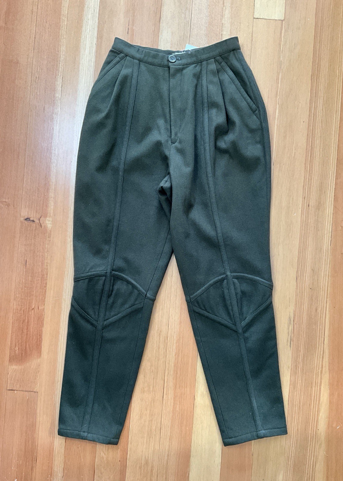 Vintage 1970’s Issey Miyake Olive Wool Pants with Webbed Knees