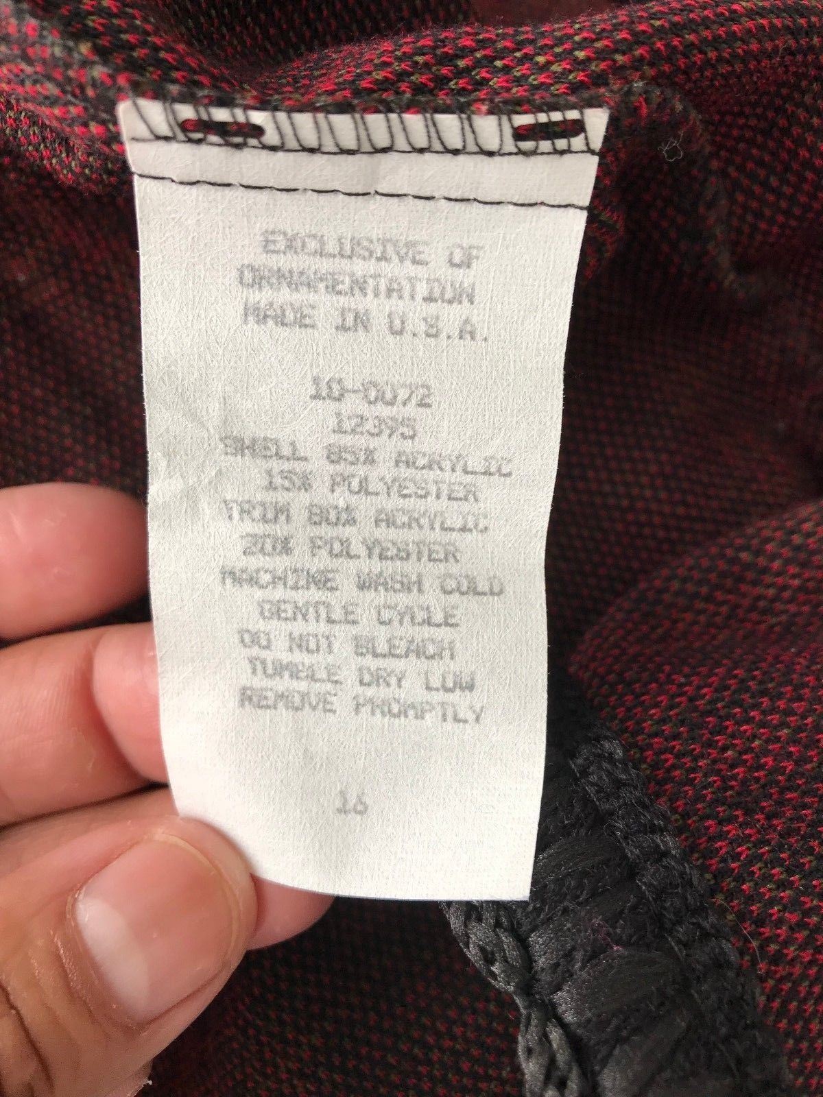 Cricket Lane Red Black Checked Jacket 16 USA Blazer Cardigan Plaid