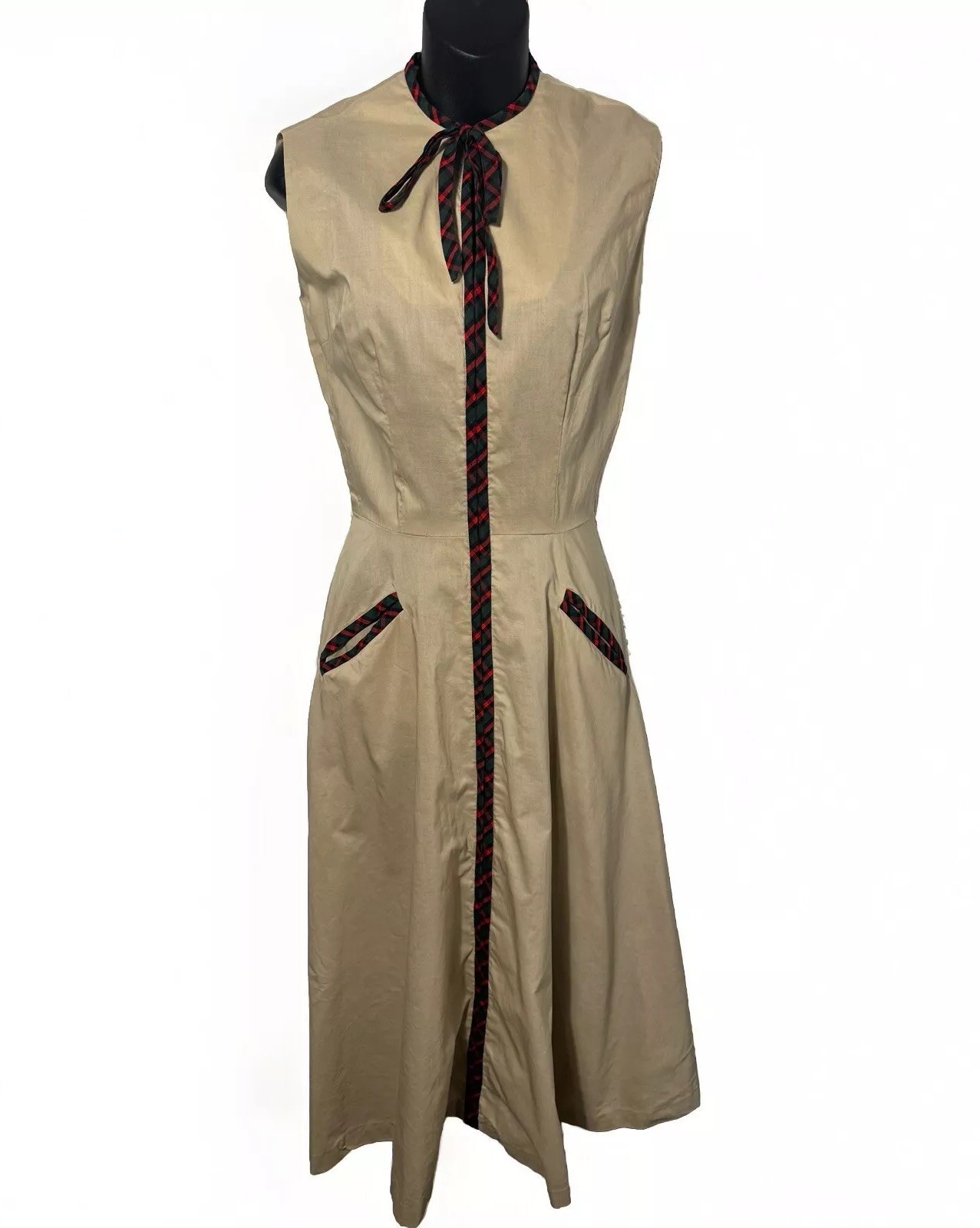 Nancy Greer House Dress Tartan Accent VTG