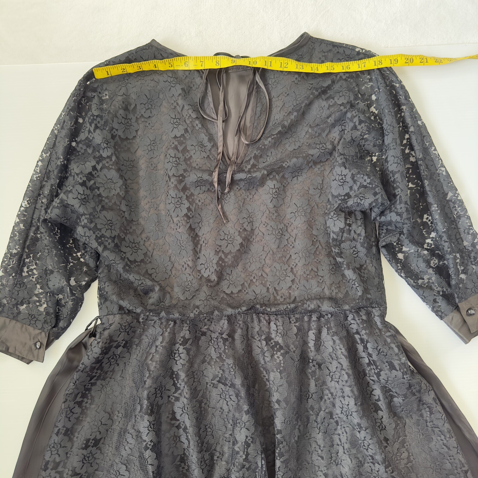 Purple Patch Women Dress Size 14 Bust 90cm Black Lace Long Sleeve Midi