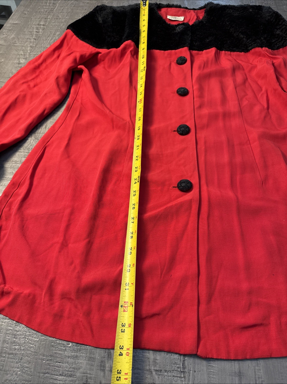 Vintage D’Albert Red and black Lightweight Mid Length Jacket Made In USA 1980s