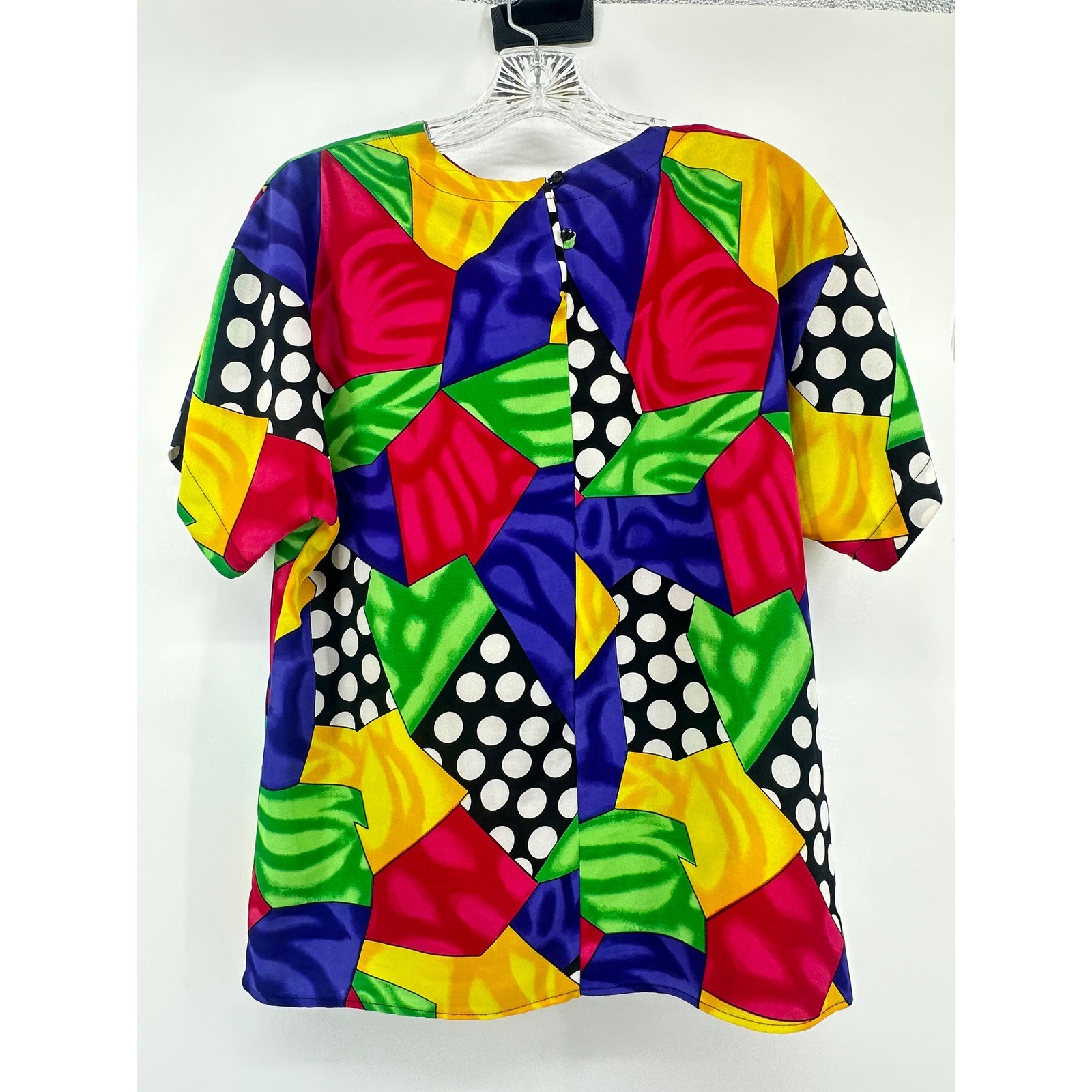 Renaissance Sportswear Vintage Multi Color Geometric Polka Dot Top Womens Small