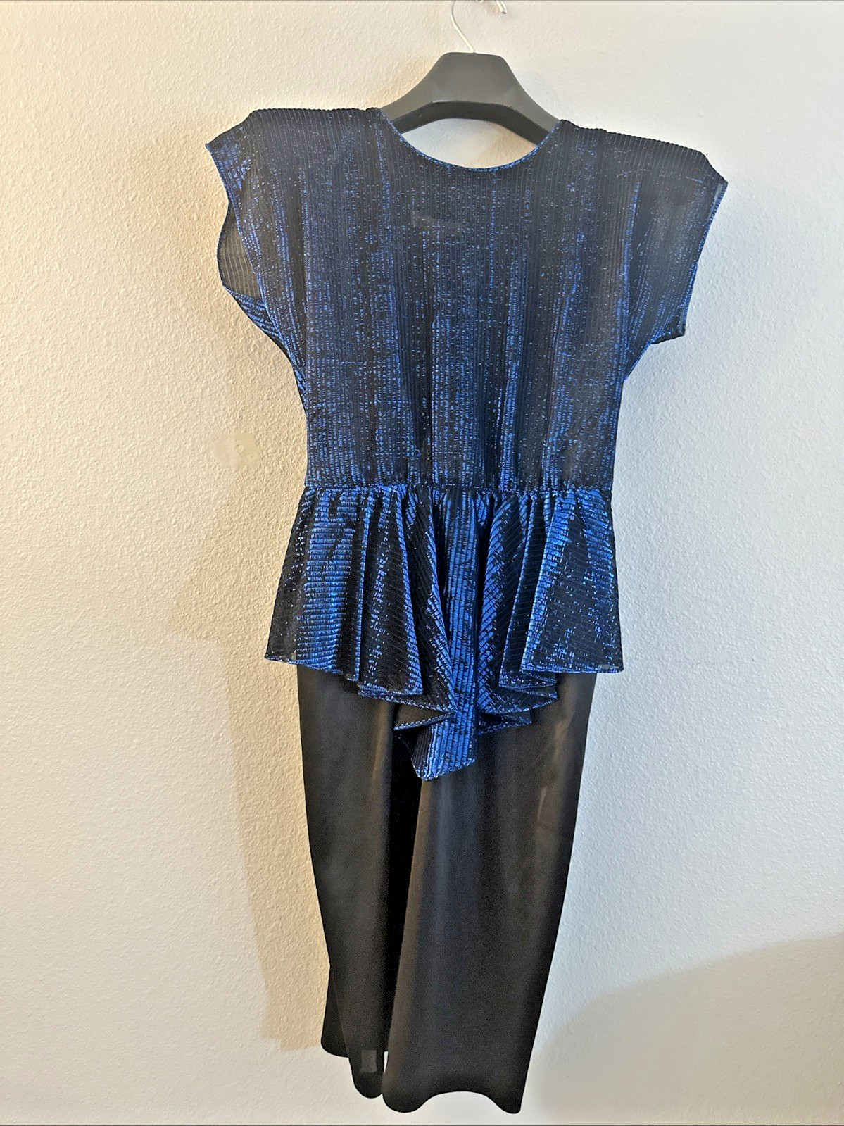 Vintage 80’s Diamonds Run Sparkle Dress by Wayne Diamond Size 3-4 Blue Black