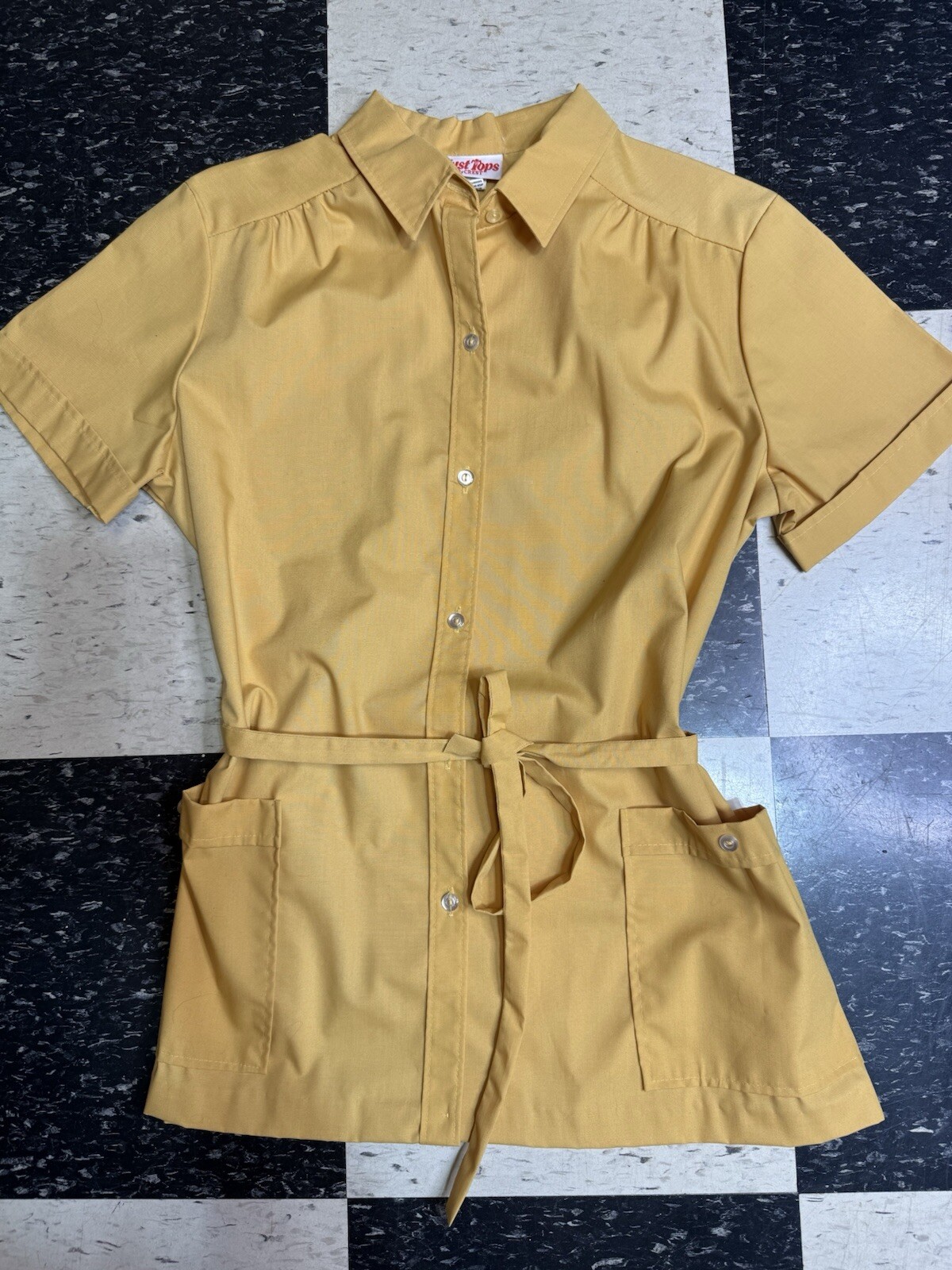 Vintage Just Tops By Crest Short Sleeve Blue Button Up Top Women’s L Waitress