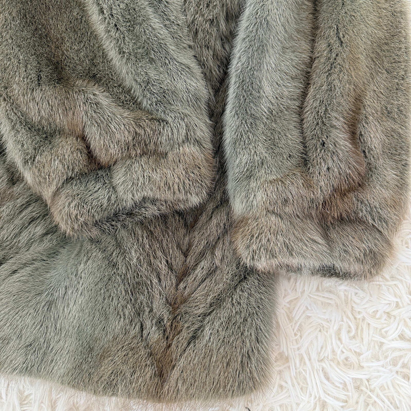 Mink Ash Green Dyed Coat Vintage Fur Japan