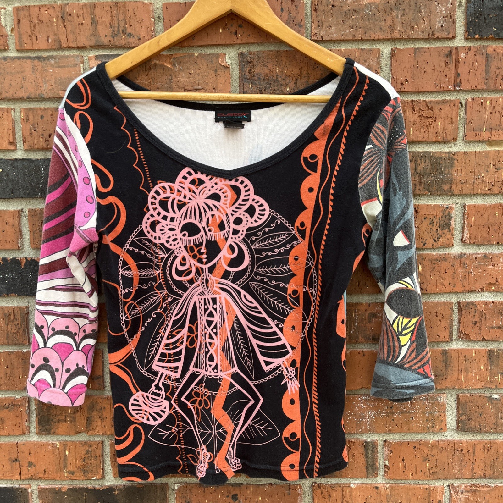Vintage 90s Custo Barcelona Top Stick Figure Girl Top Size L