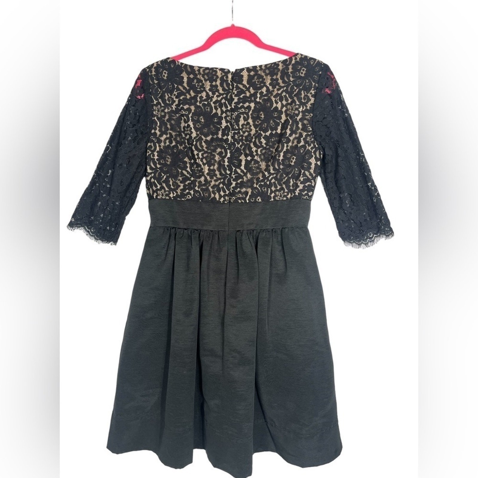 Eliza J Women’s Twofer Black Lace Top Cocktail Dress Size 6V neck Flare skirt