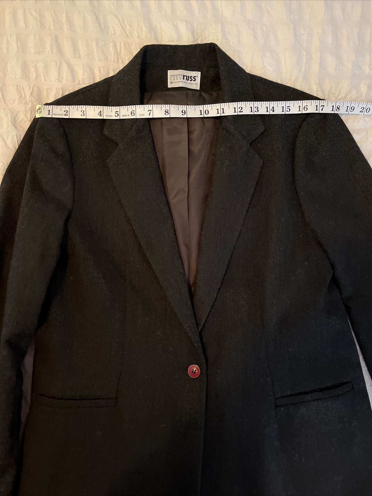 VINTAGE RRRRuss WOOL Dark Gray Lined Blazer USA Union Made Size M/L