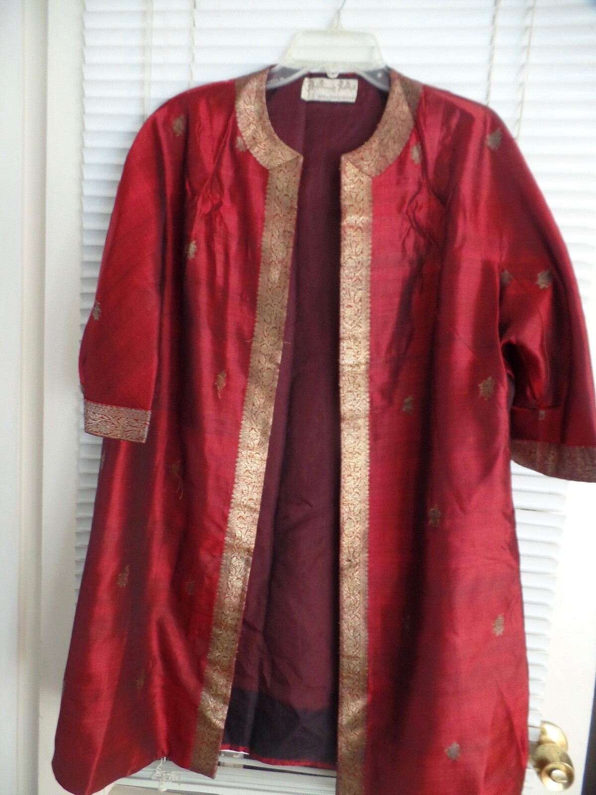 Vintage Pauline Lake Royal Hawaiian Red Silk Robe Chinese Asian