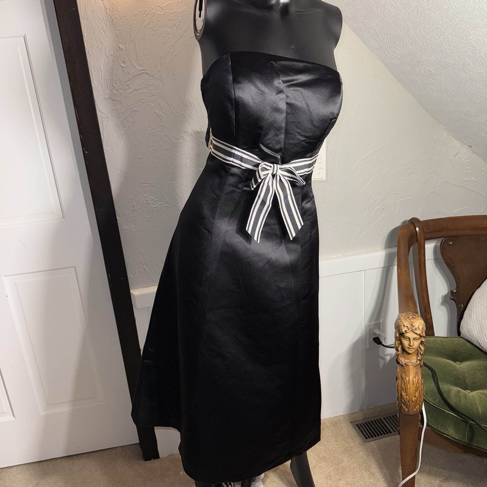 Vintage Bill Levkoff Strapless Black A-Line Dress Old Hollywood 10 Wedding Prom