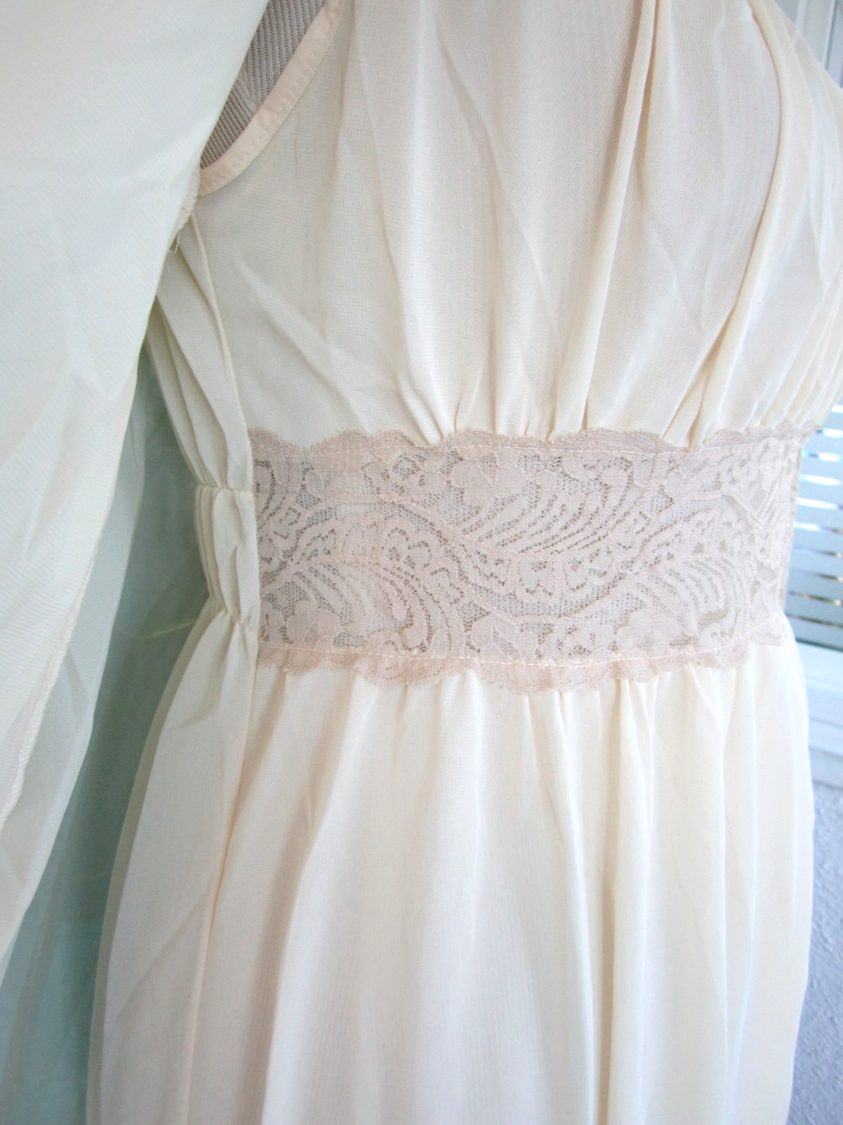Vintage Mary Barron Nightgown Lingerie Long Creme Negligee & Robe Ivory Size M