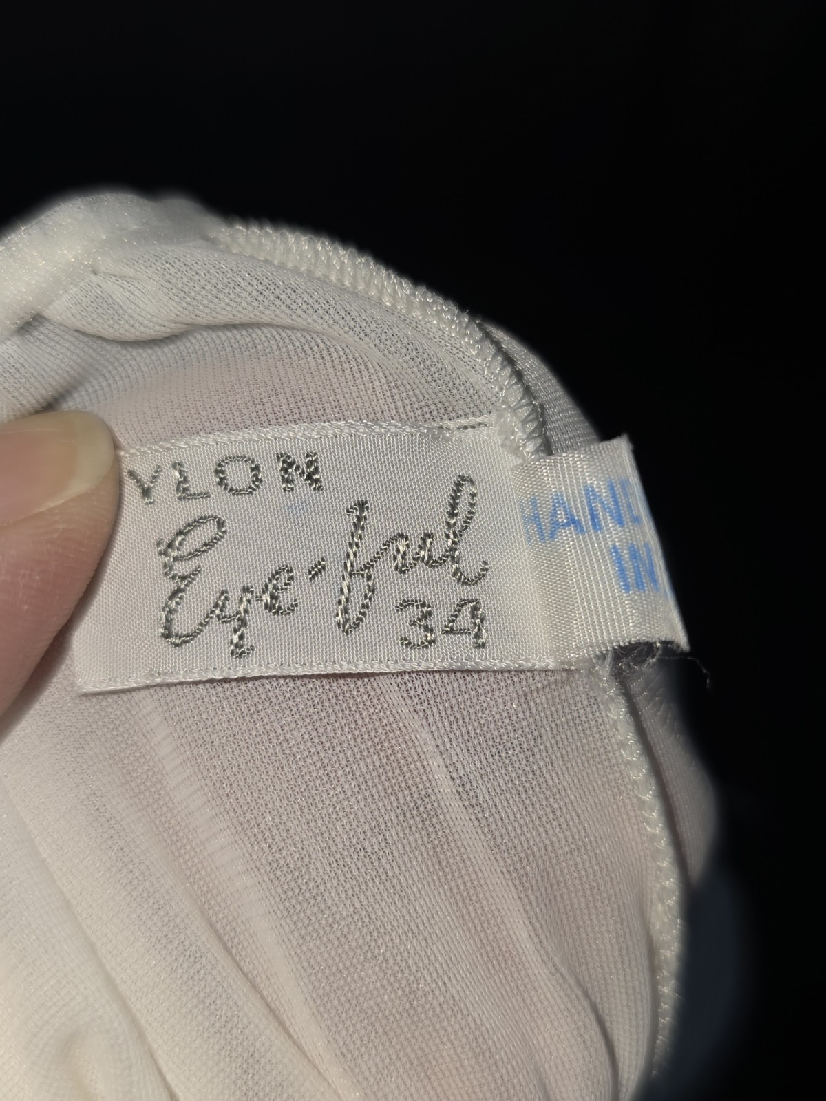 Vtg Eyeful by the Flaums White Nylon Nightgown 34 Sheer Lace Empire Waist READ!
