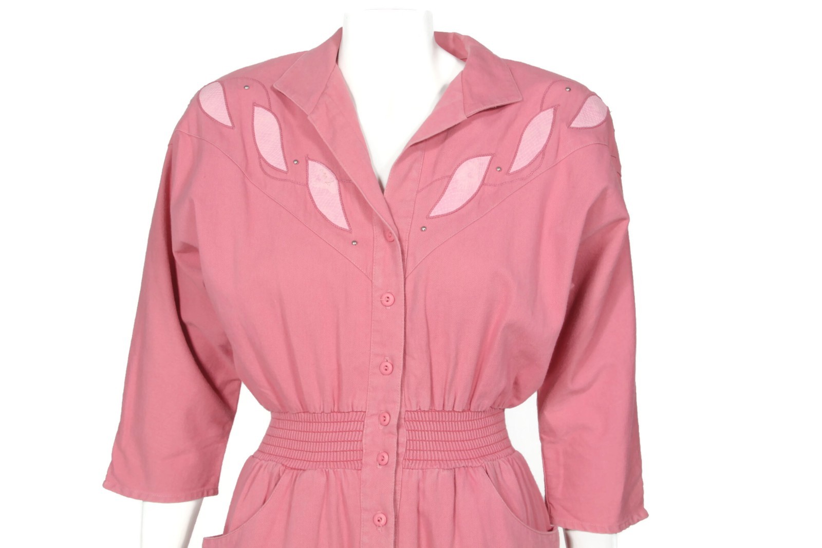 Vintage 1990s JOAN WALTERS Petite Salmon Pink Pleather Inlay Jumpsuit XS/S /166
