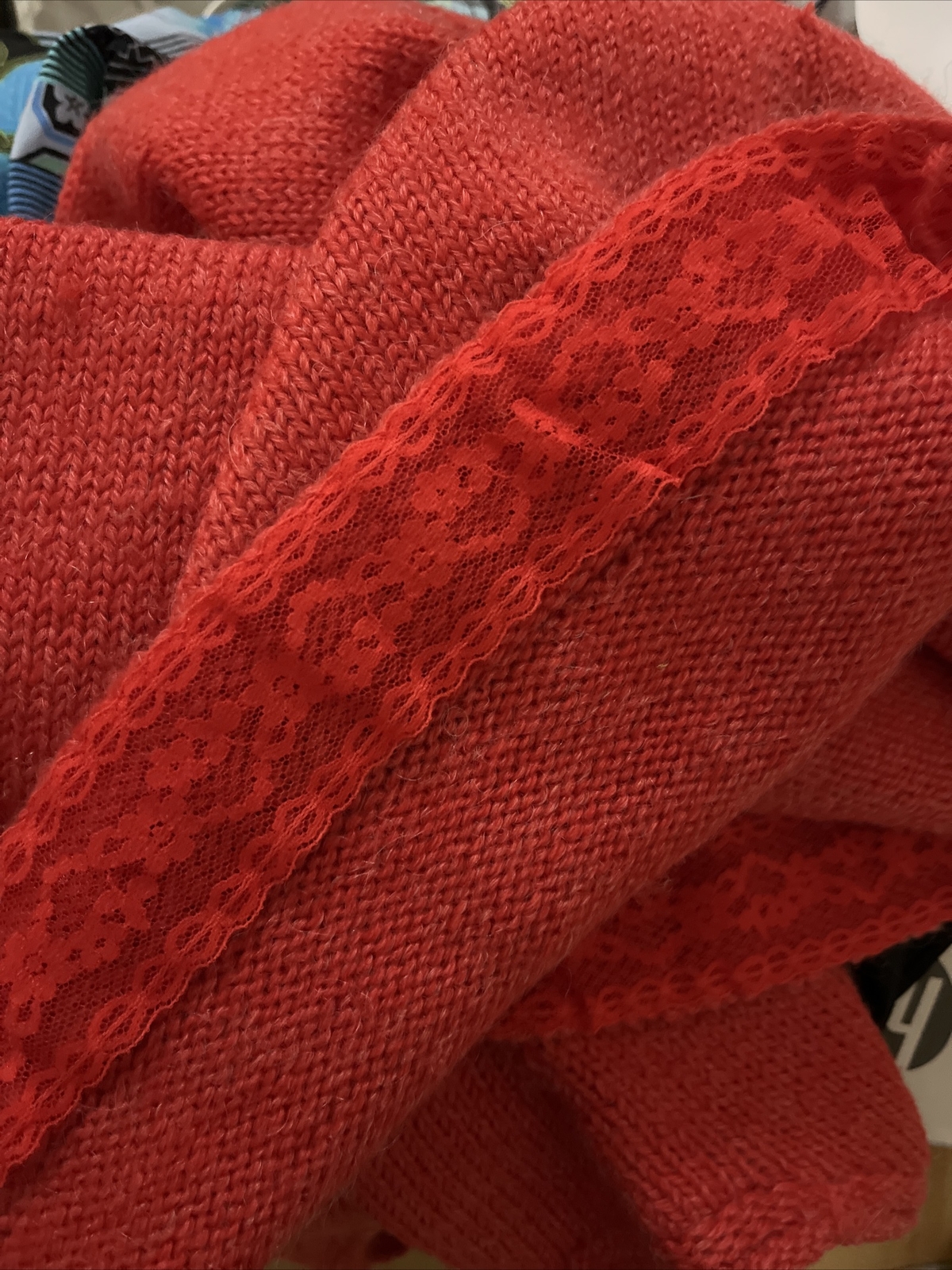 Vintage 1970s Dress Women’s Red Knit Sleeveless Sweater Retro Hippie Boho Geek