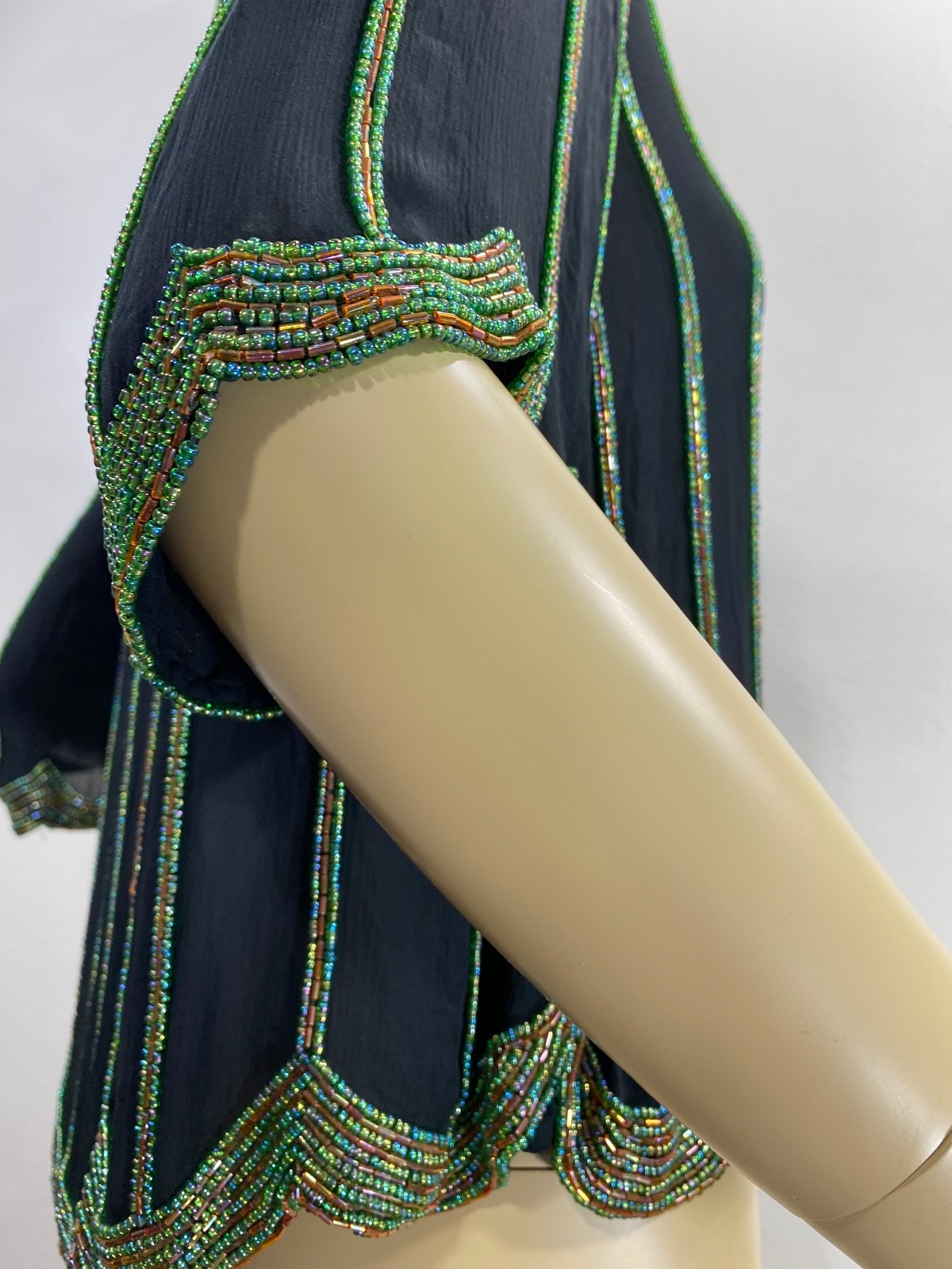 VTG 70s Nieman Marcus Judith Ann Creations SM 100% Silk Beaded Top Deco Gatsby