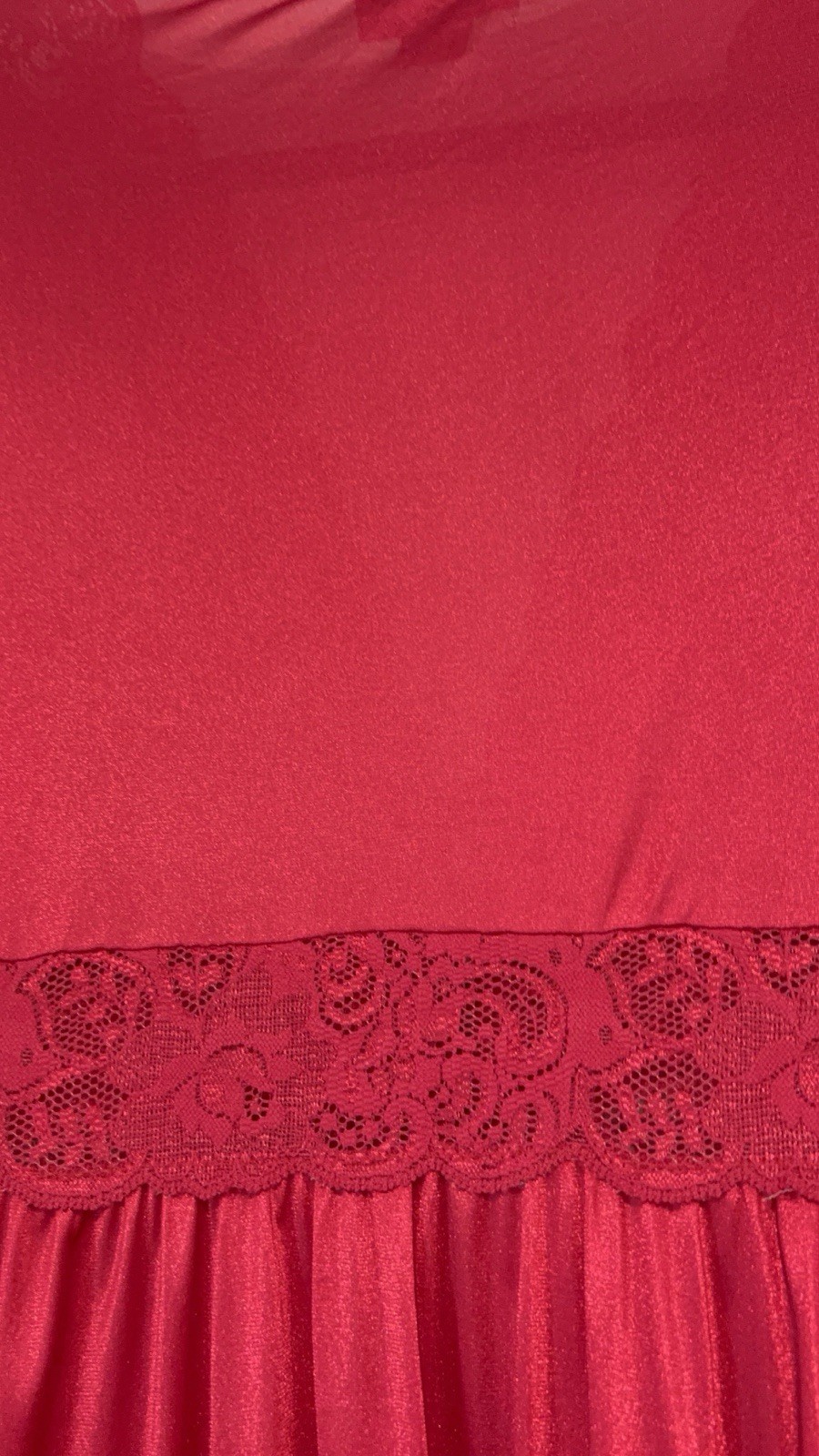 Vintage L Shadowline Candy Apple Red SILKY Nylon Peignoir Robe