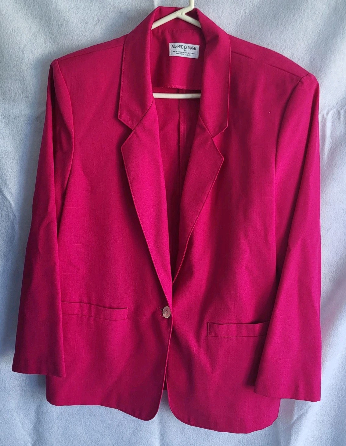 vintage Alfred dunner suit set blazer skirt pink 12/16 pockets machine wash usa