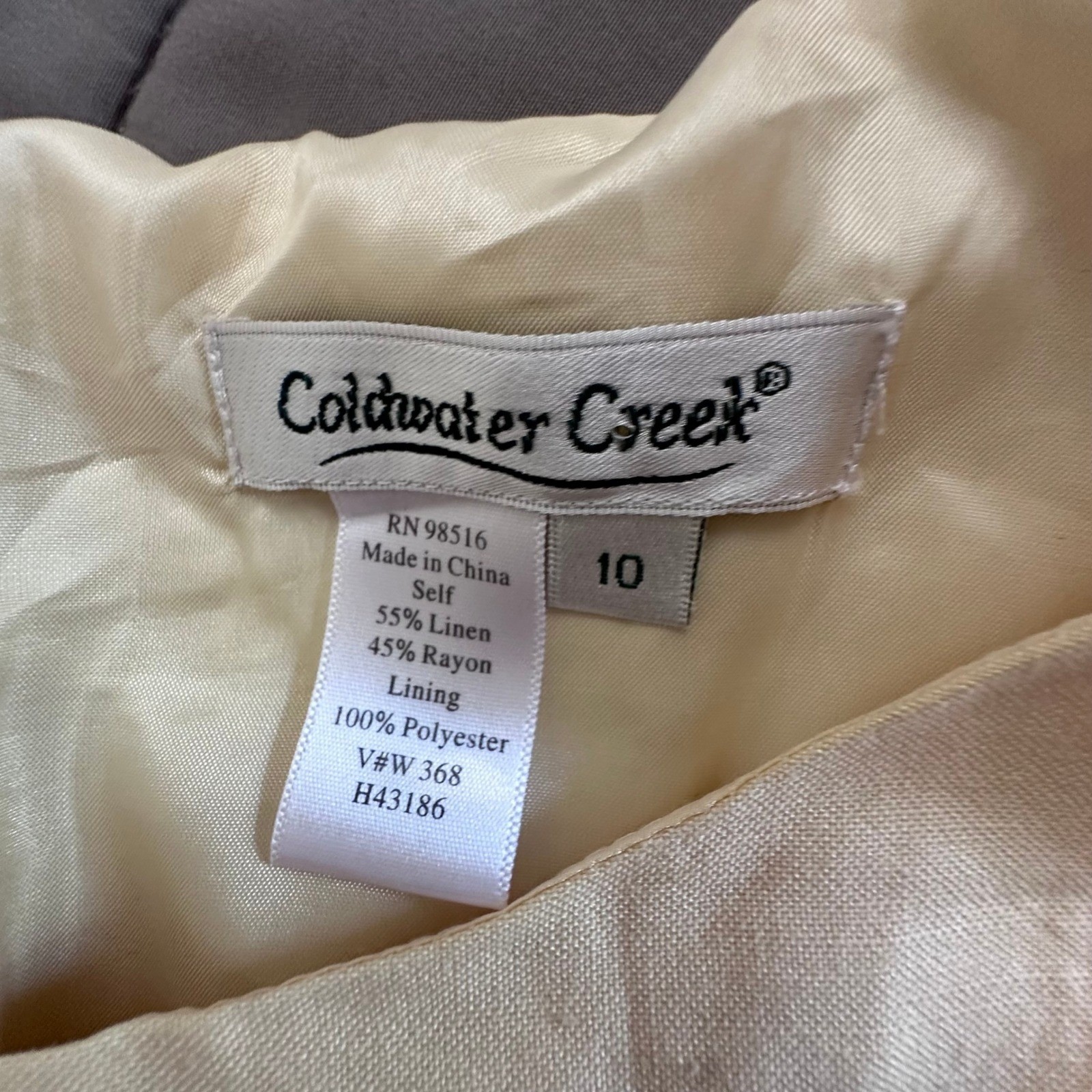 Coldwater Creek Womens 10 Butter Yellow Linen Dress Jacket Suit Ruffle