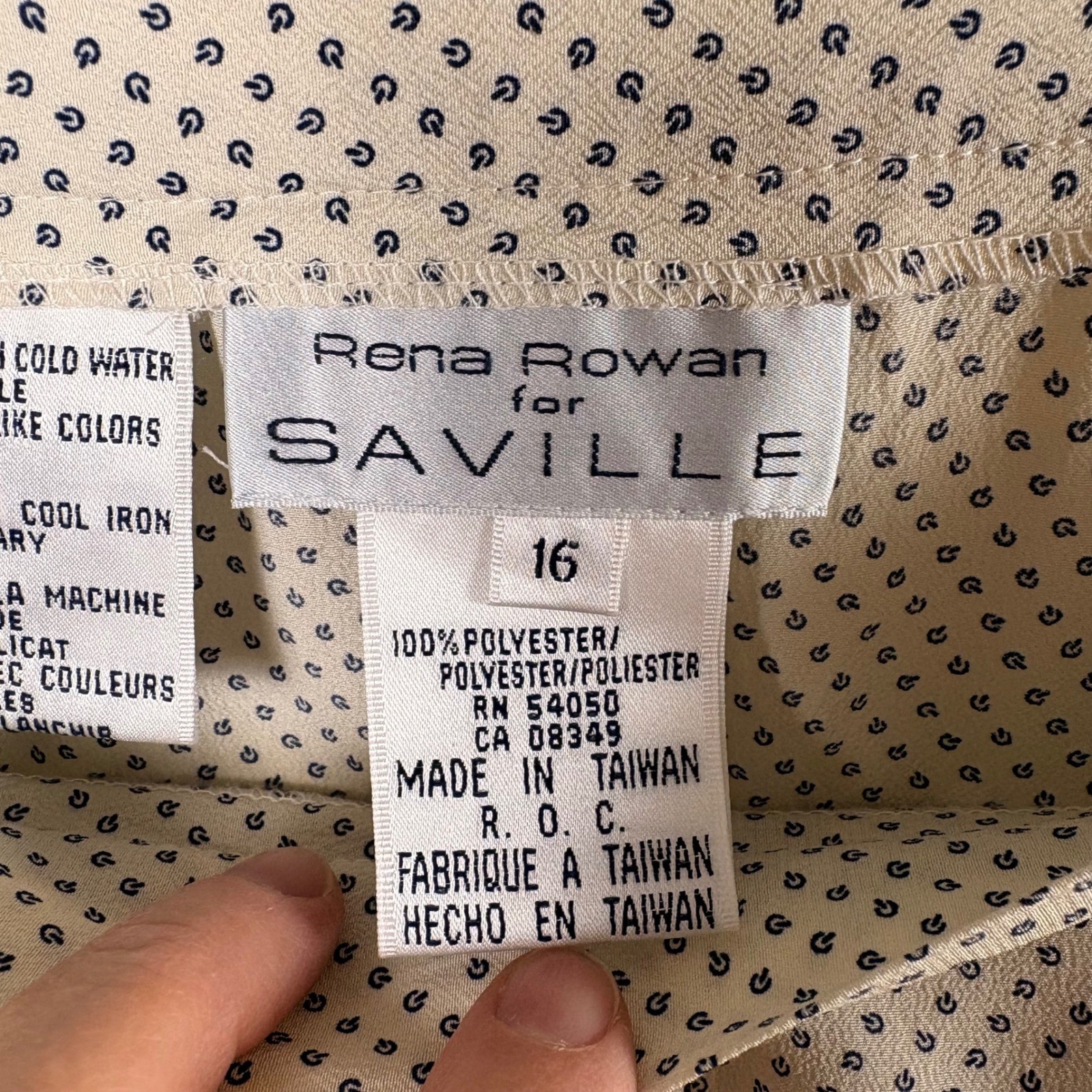 Vtg Rena Rowan Skirt 16 Cream Navy A-Line Midi 90s Academia Fairy Cottagecore