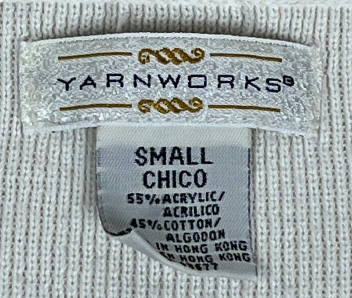 Vintage 90’s Y2K Yarnworks White Coquette Top w/ Patterned Collar