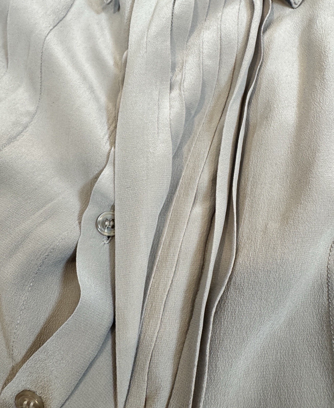 Georgio Gentelli L Silk Vintage Blouse Double Cuff links Pleated Button Front