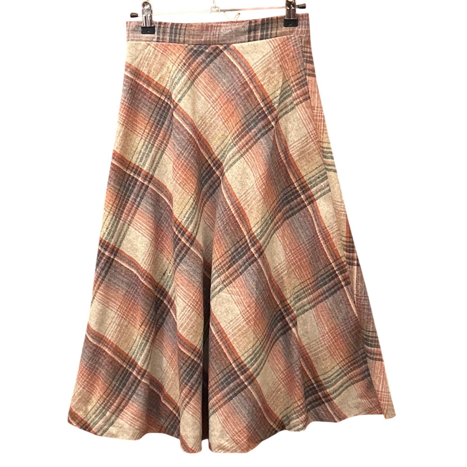 Vintage70,s Plaid Midi Skirt Dark Academia Cottagecore Grandmacore Heritage