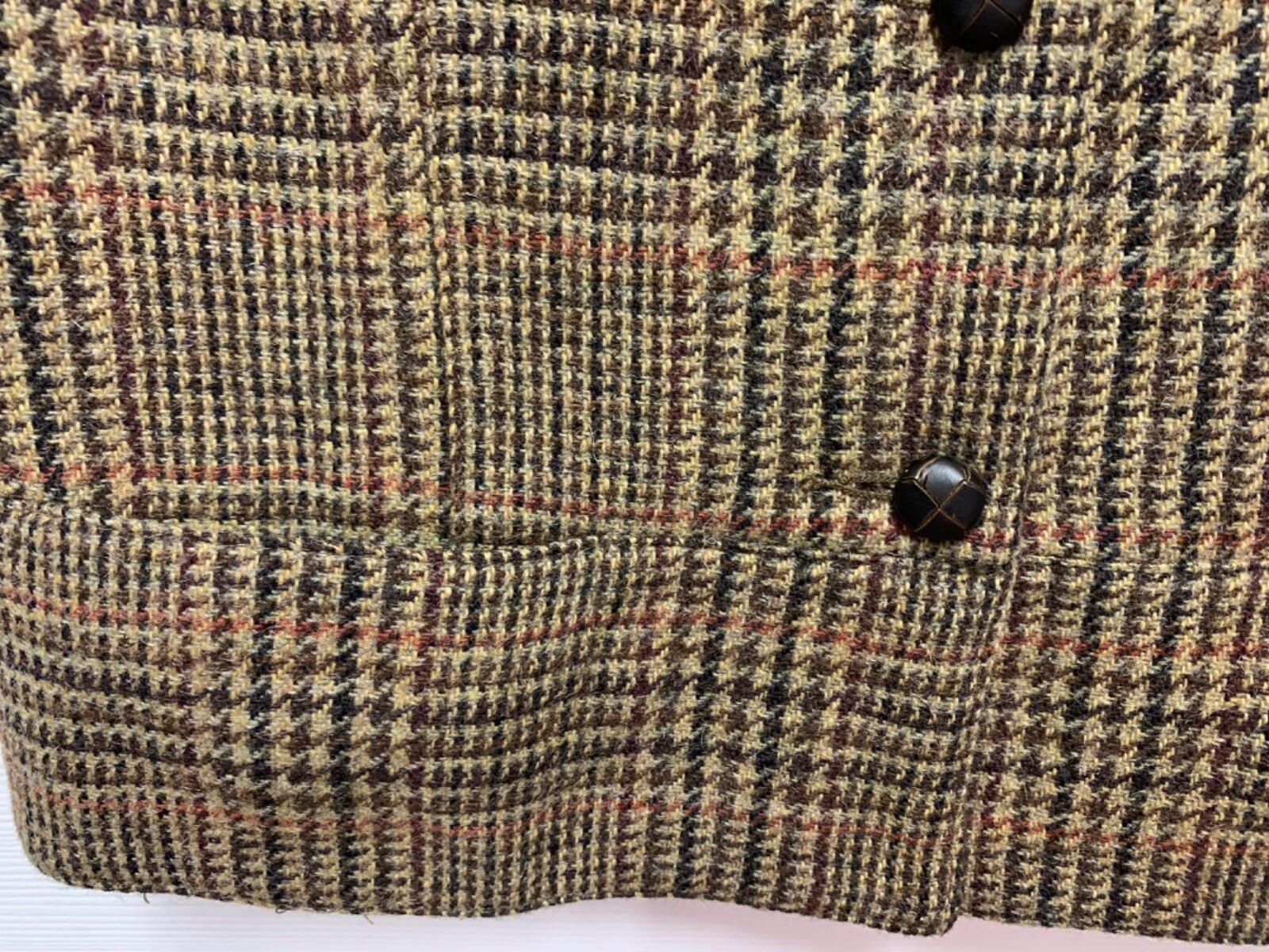 vtg Gap vest size M & pants size 4 menswear brown Plaid wool blend calfskin EC