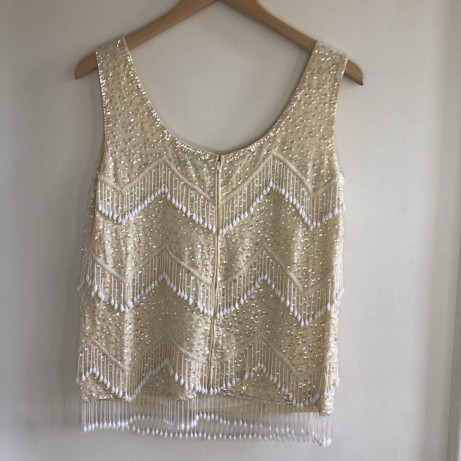 Vintage 60s Art Deco Sequin Top Beaded Tassels Ornate Work Of Art Elegance