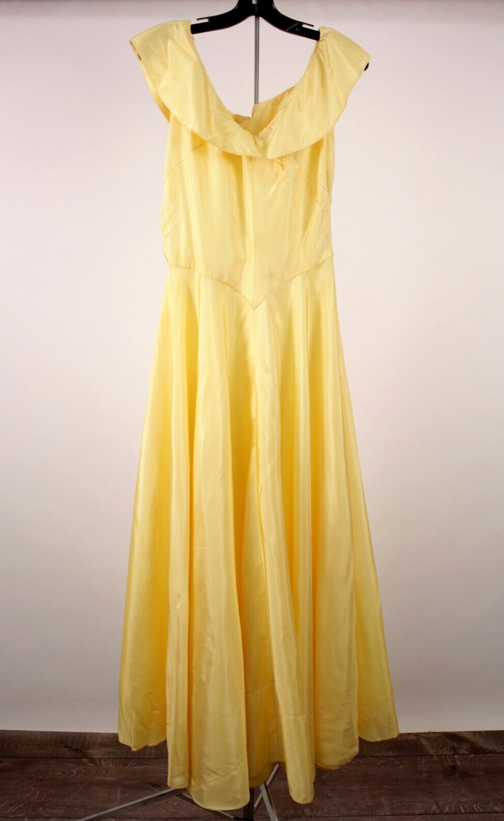 Vtg Women’s 40s Light Yellow Formal Gown 1940s Sz S/M Ball Gown Prom Dress