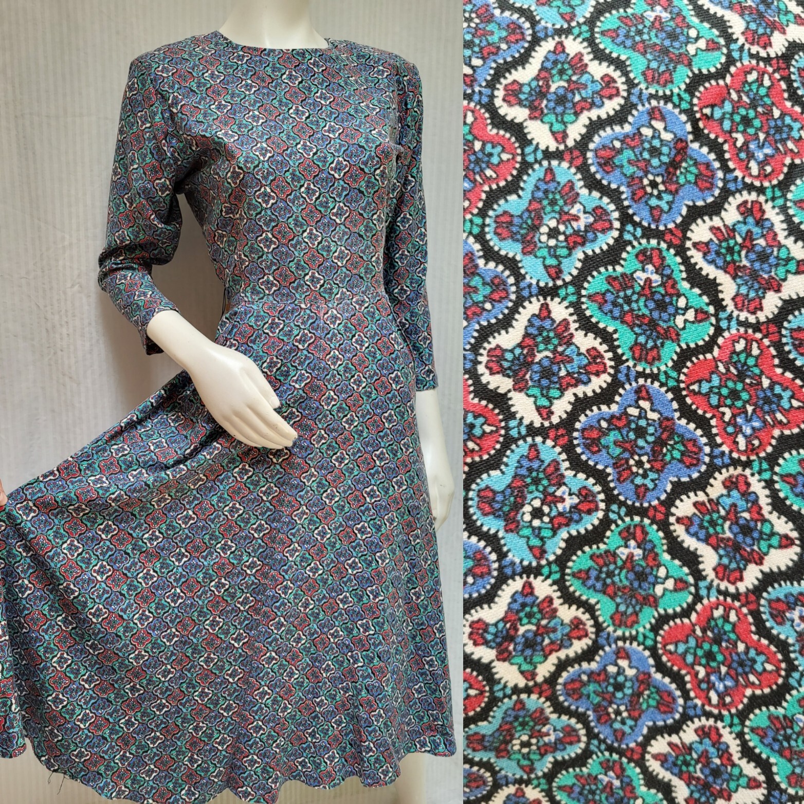 Vintage 1980/90s Jodi Schwartz Bill Berman California Geo Floral Dress – Size S