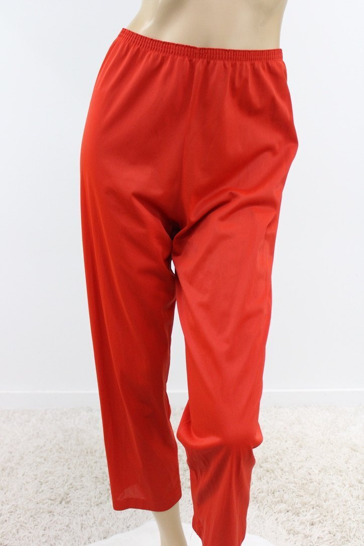 Vintage Nylon Pj Pants Lounge Wear Pajama Bottoms Red San Souci 36 M