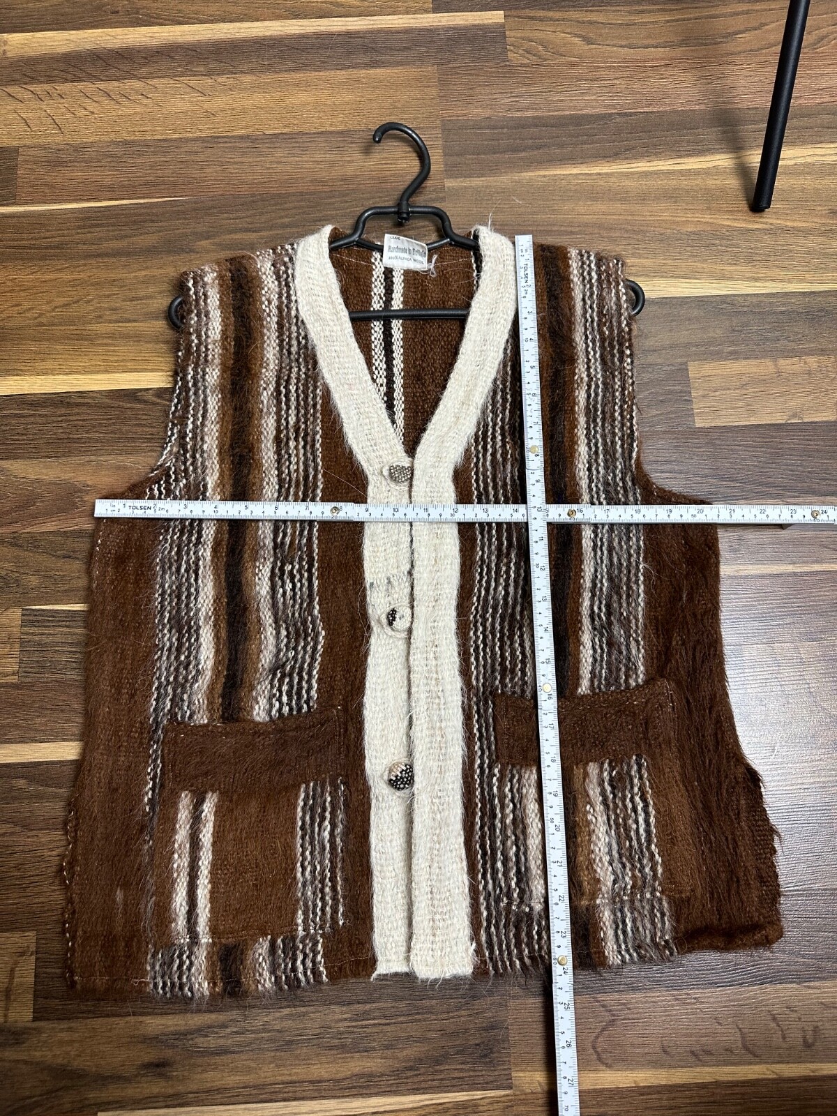Vintage 80s Alpaca Vest Antati Mr Handmade in Bolivia Brown Unisex Size S-M