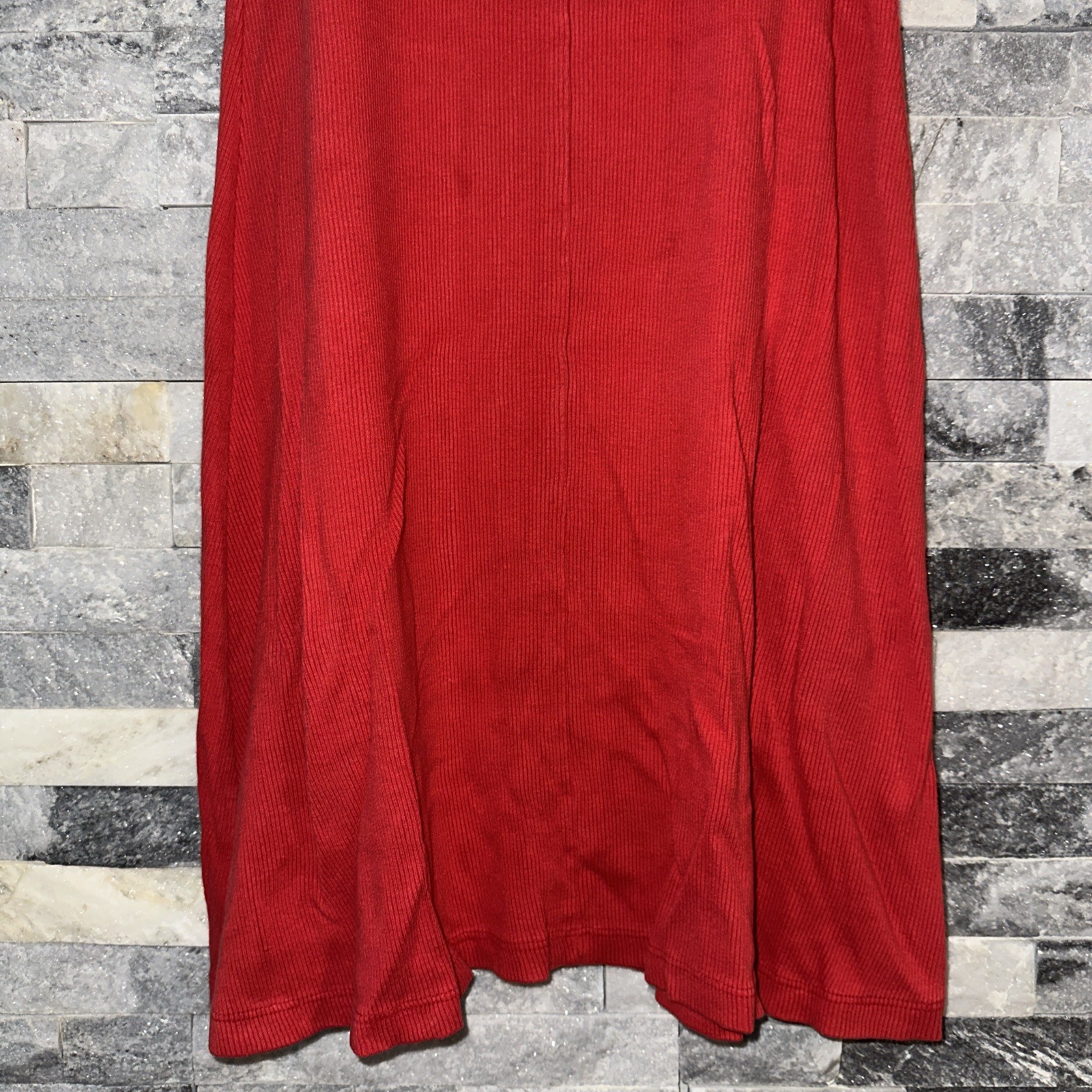 Vintage Moda International Red Ribbed Fit And Flare 90s Y2K Dress XS Ex Small
