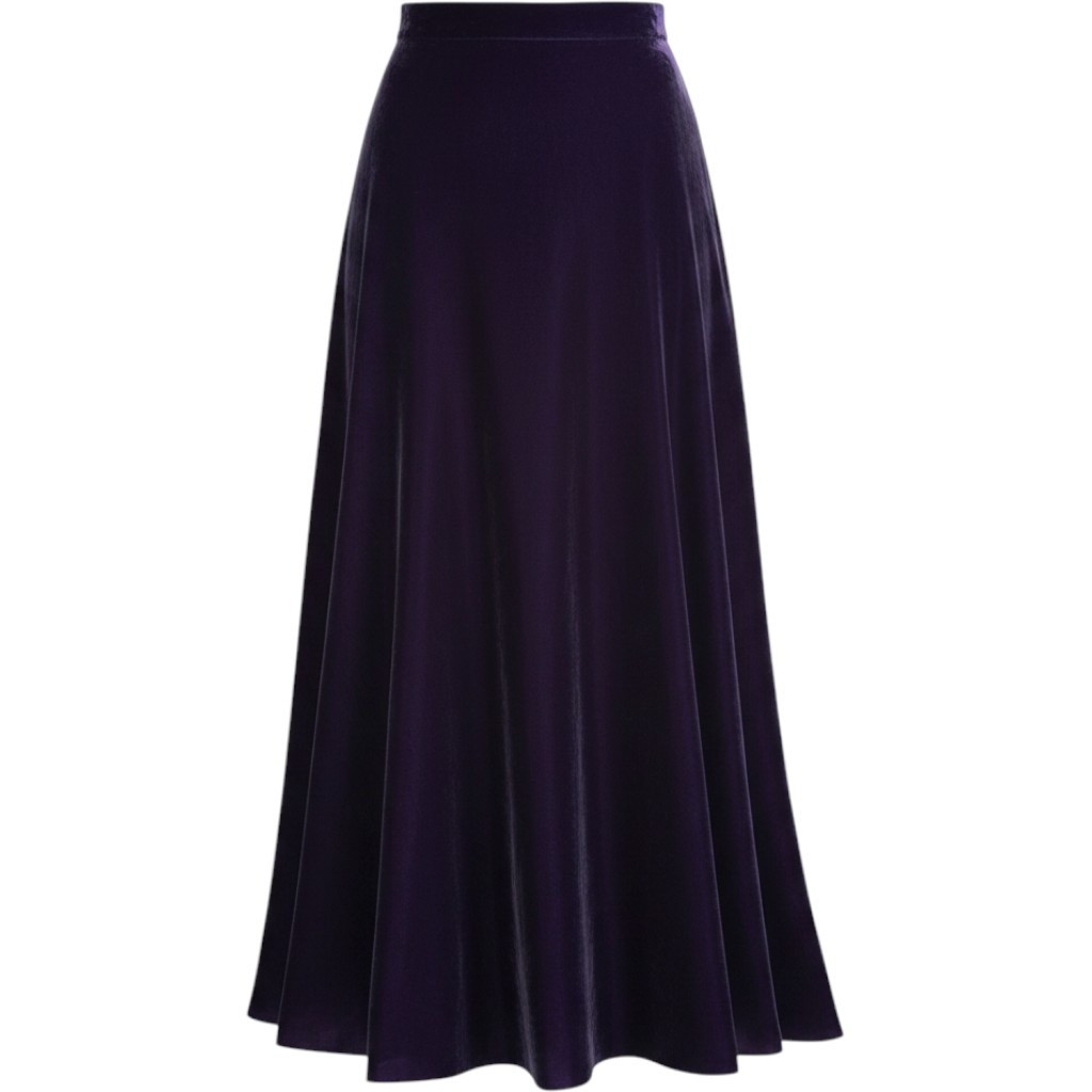 Velvet Maxi Skirt Women Size 25″ Waist Purple Vintage Long Full Goth