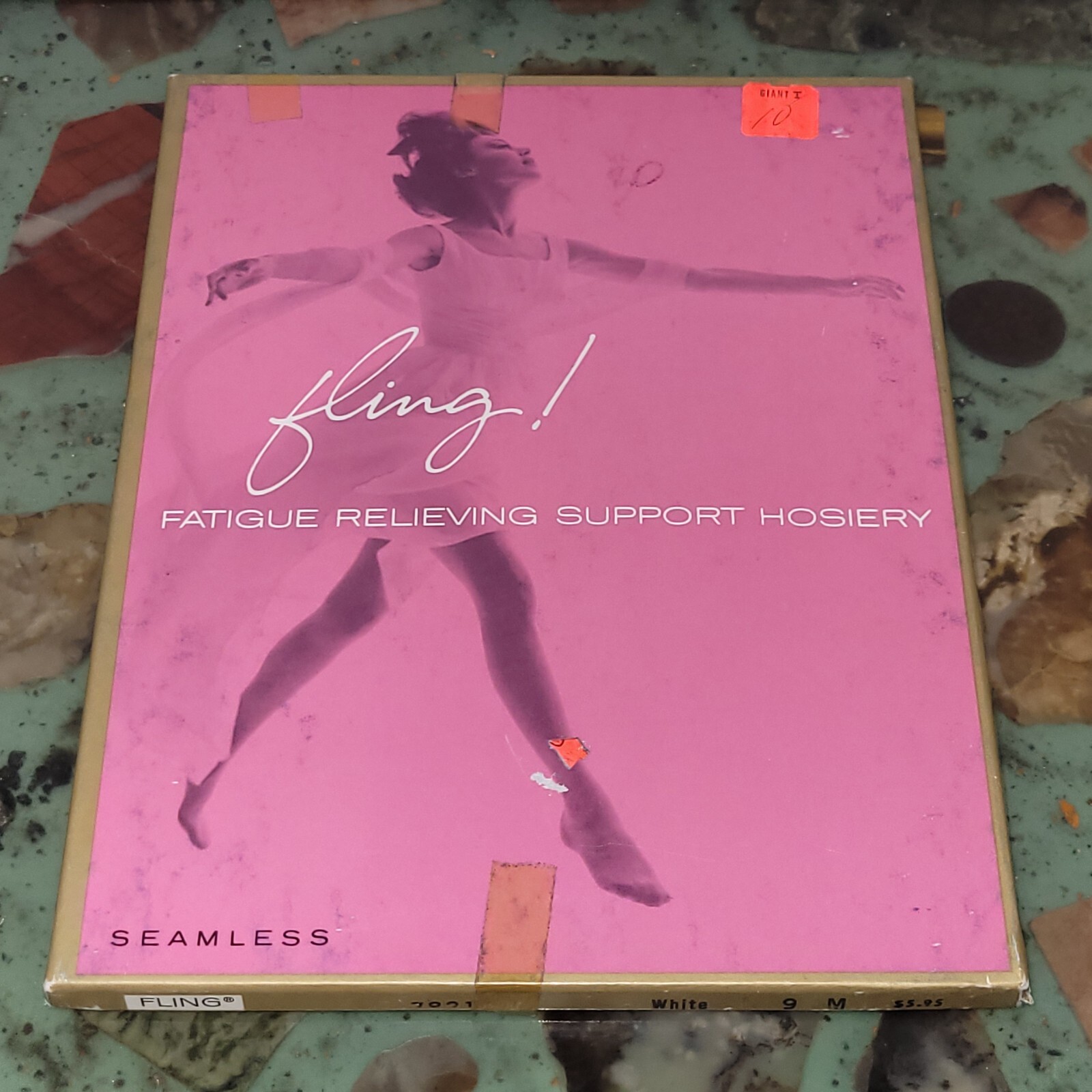 NOS Vintage fling! DRESS SHEER SUPPORT HOSIERY Tiara Taupe 8.5 S Stockings 1960s