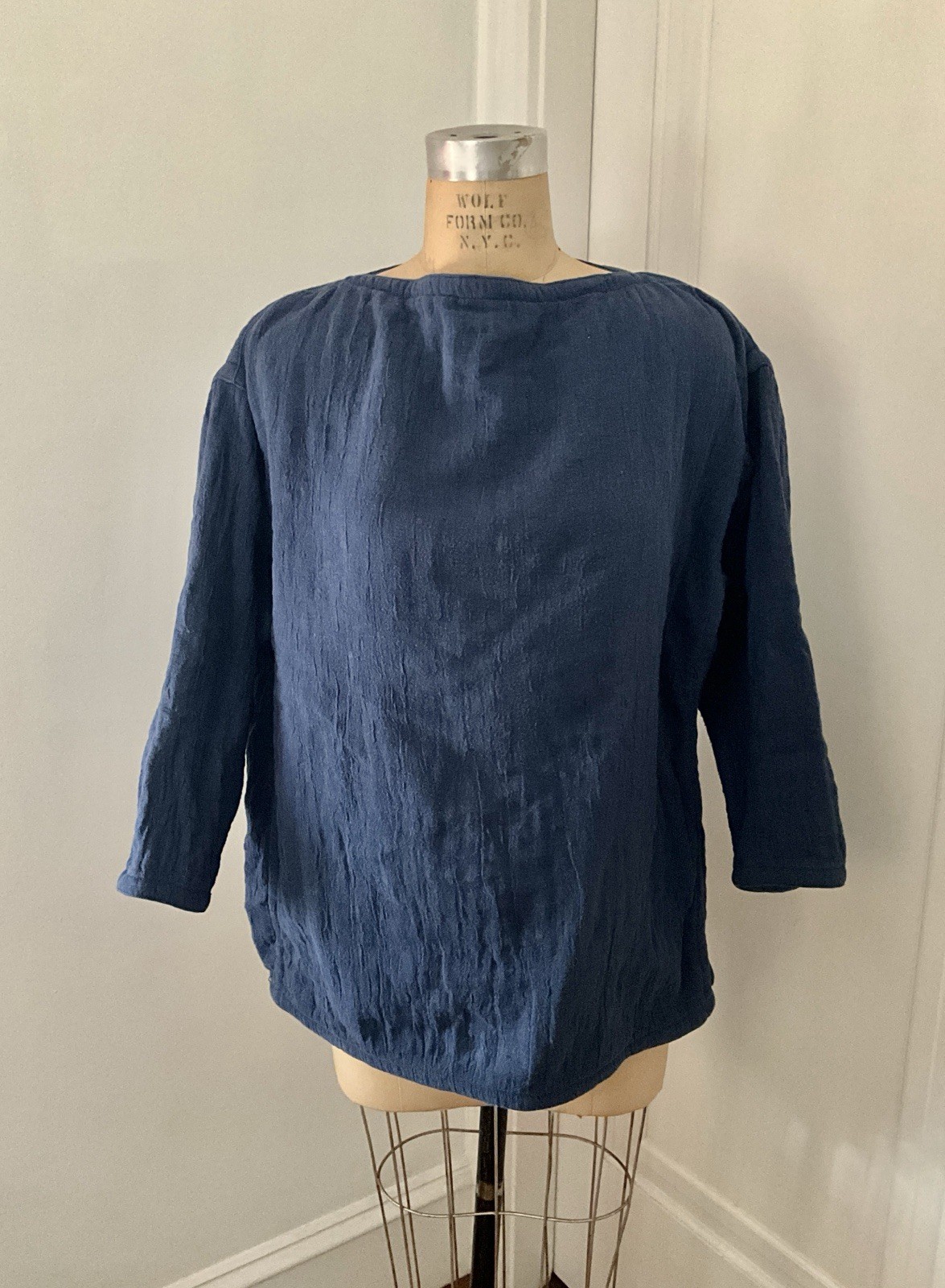 Vintage 1980’s Issey Miyake Plantation Padded Double Gauze Oversized Blue Shirt