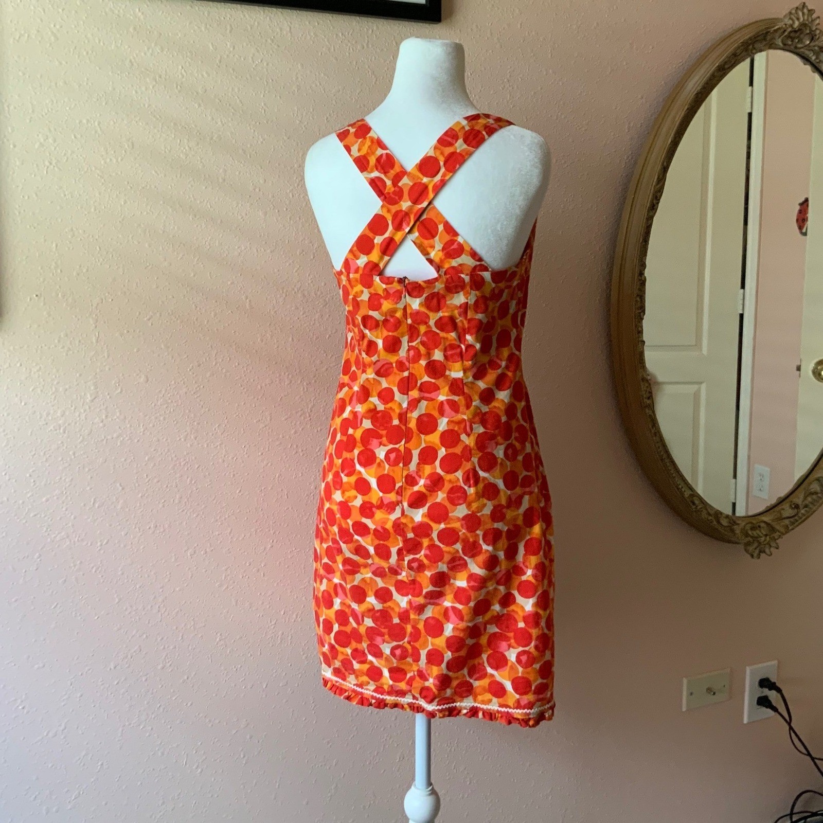 Adorable Y2K Funky Maximal Orange Polka Dot Twee Dress