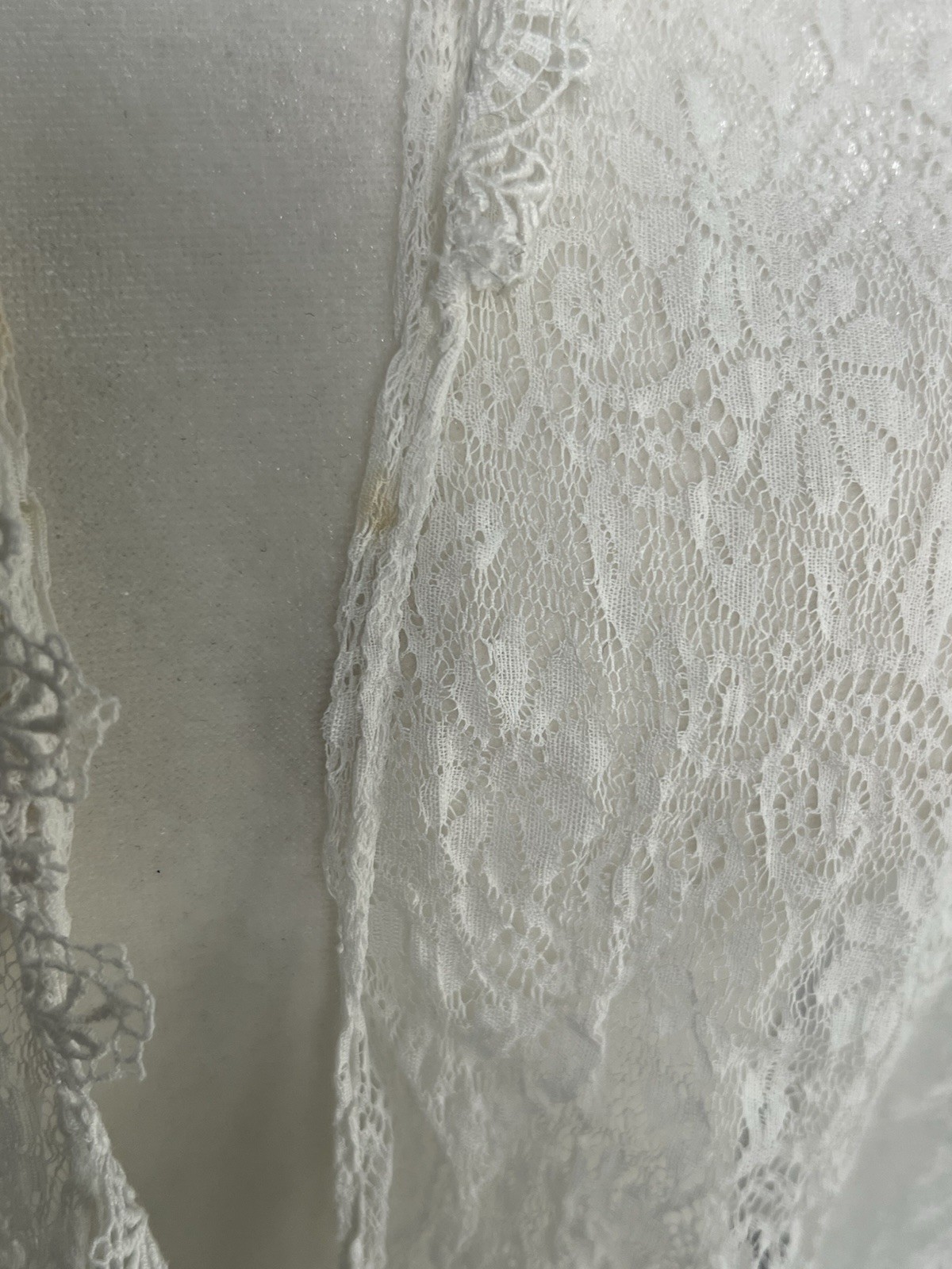 Vintage Antique c.1910 Edwardian White Lace & Crochet Cardigan Blouse Jacket S