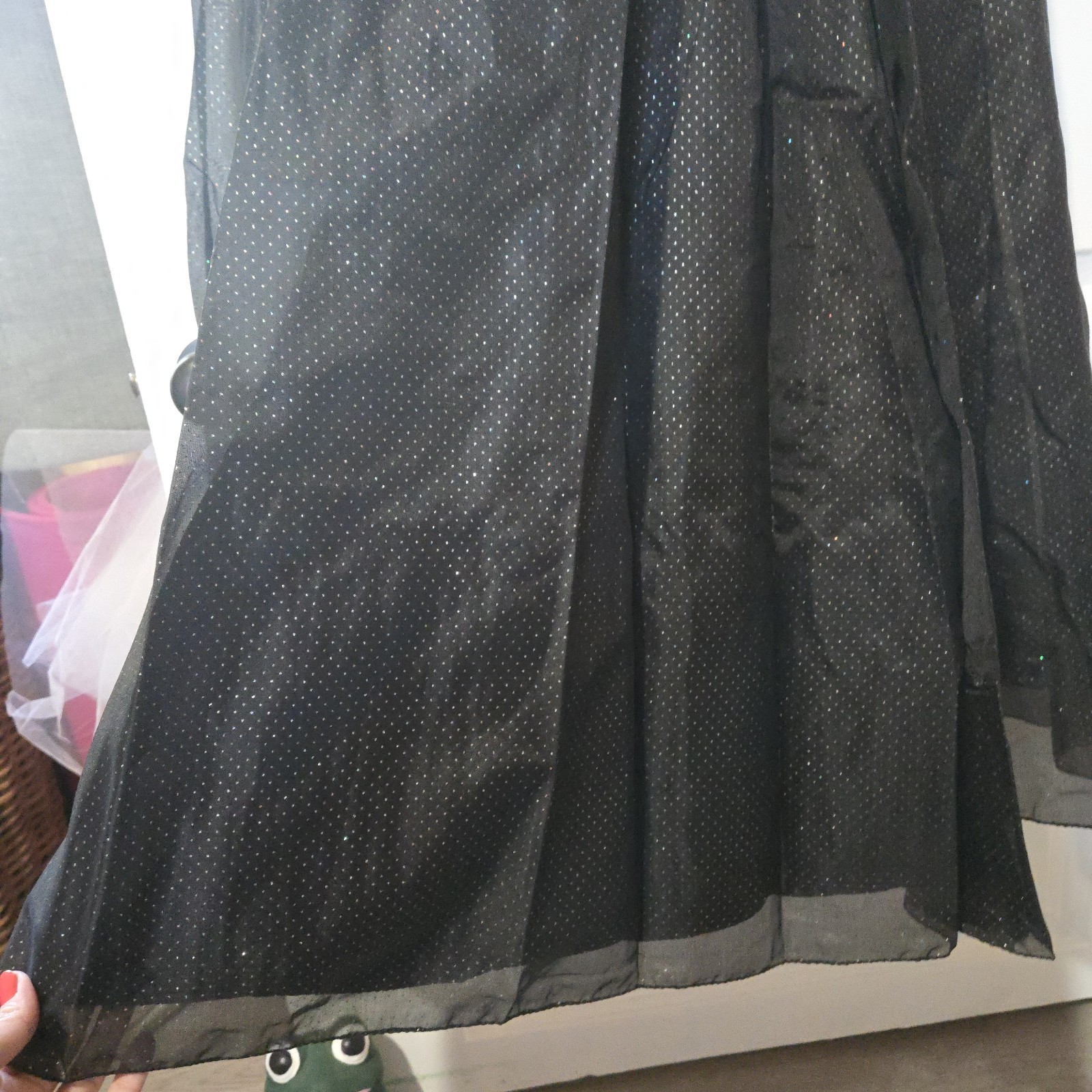 Vintage Mike Benet Formals Black Shimmer Polka Dotted Dress, SIZE 10