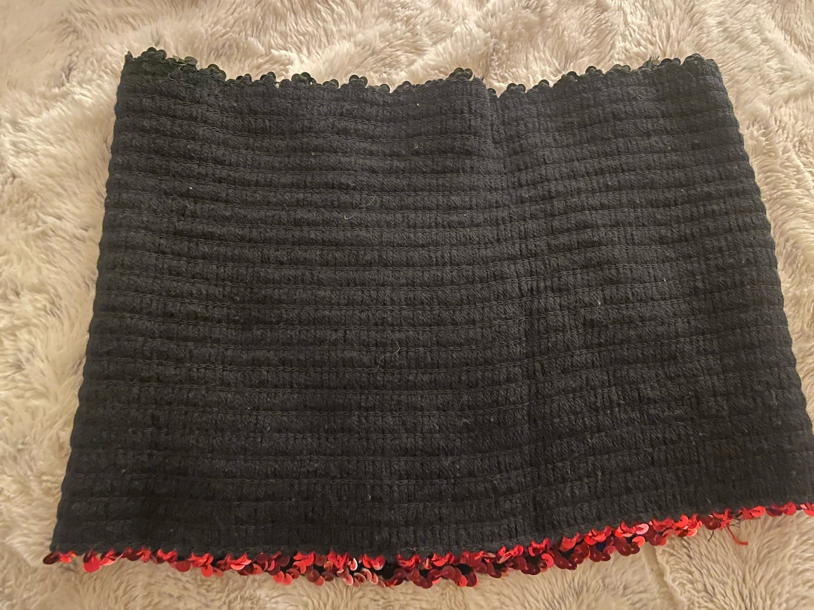 Vintage 80’s Dancing Queen shiny sequin black with Rainbow stripe tube top OS