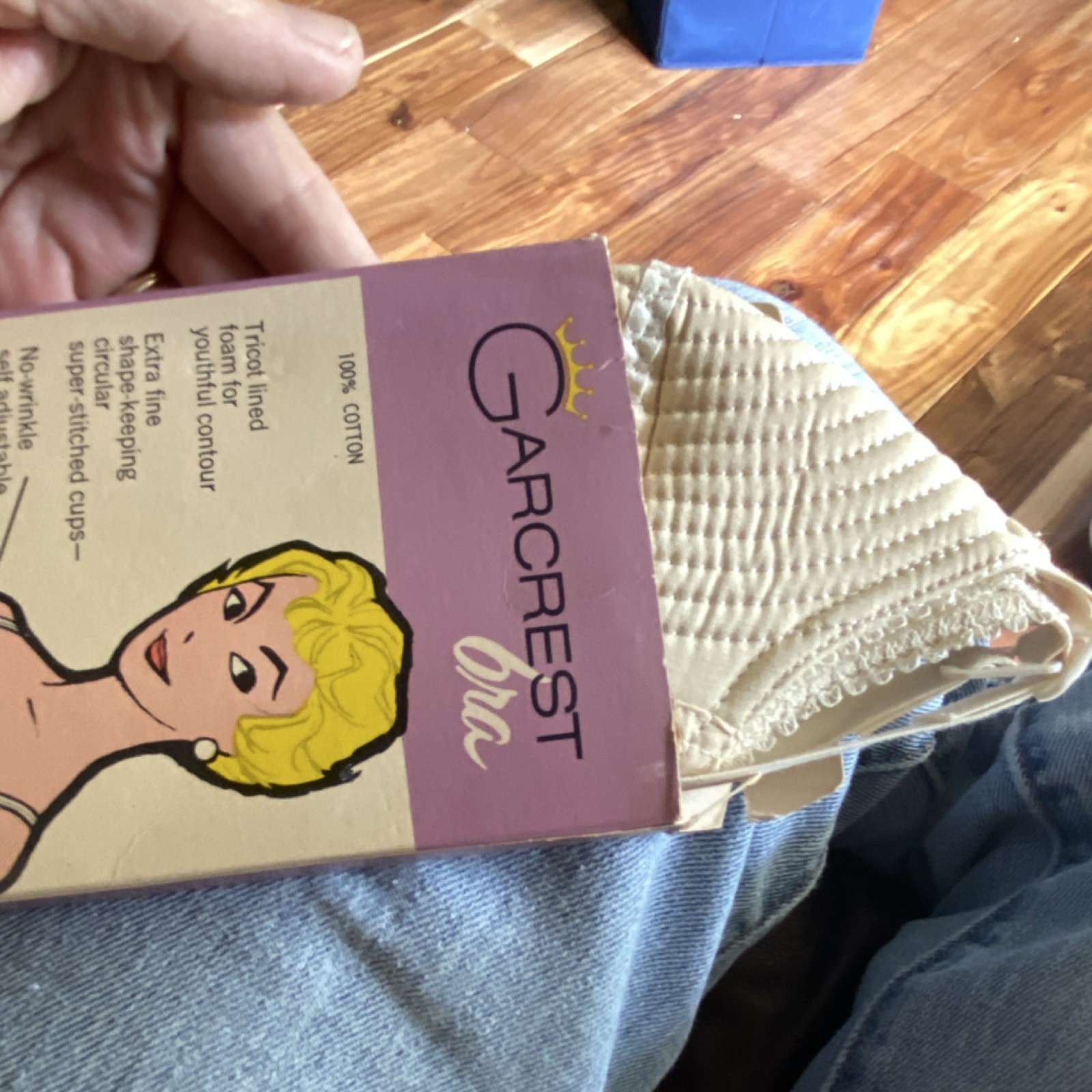 Vintage Garcrest Contour Bra 32B Beige 100% Cotton Foam Lined Original