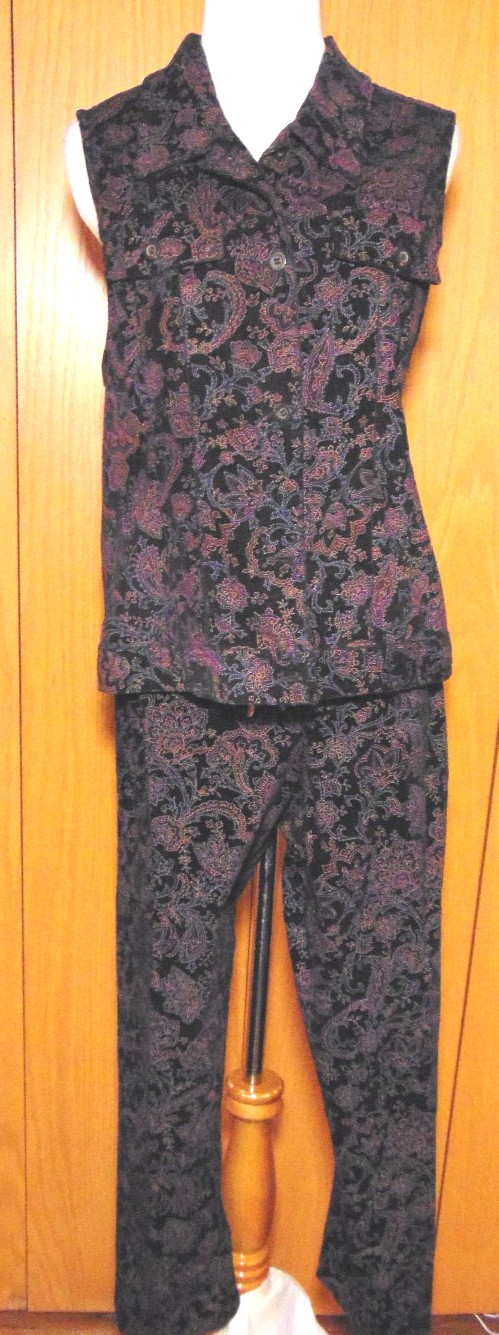CRAZY HORSE,LIZ CLAIBORNE WOMENS PAISLEY VEST,PANT SET VINTAGE CORDUROY,SLACKS~L
