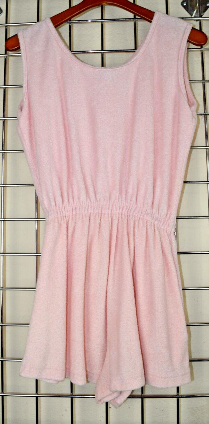 Vintage Pool Cover Jumper Granada Size S/M 80s Pale Pink Terrycloth Front Zip