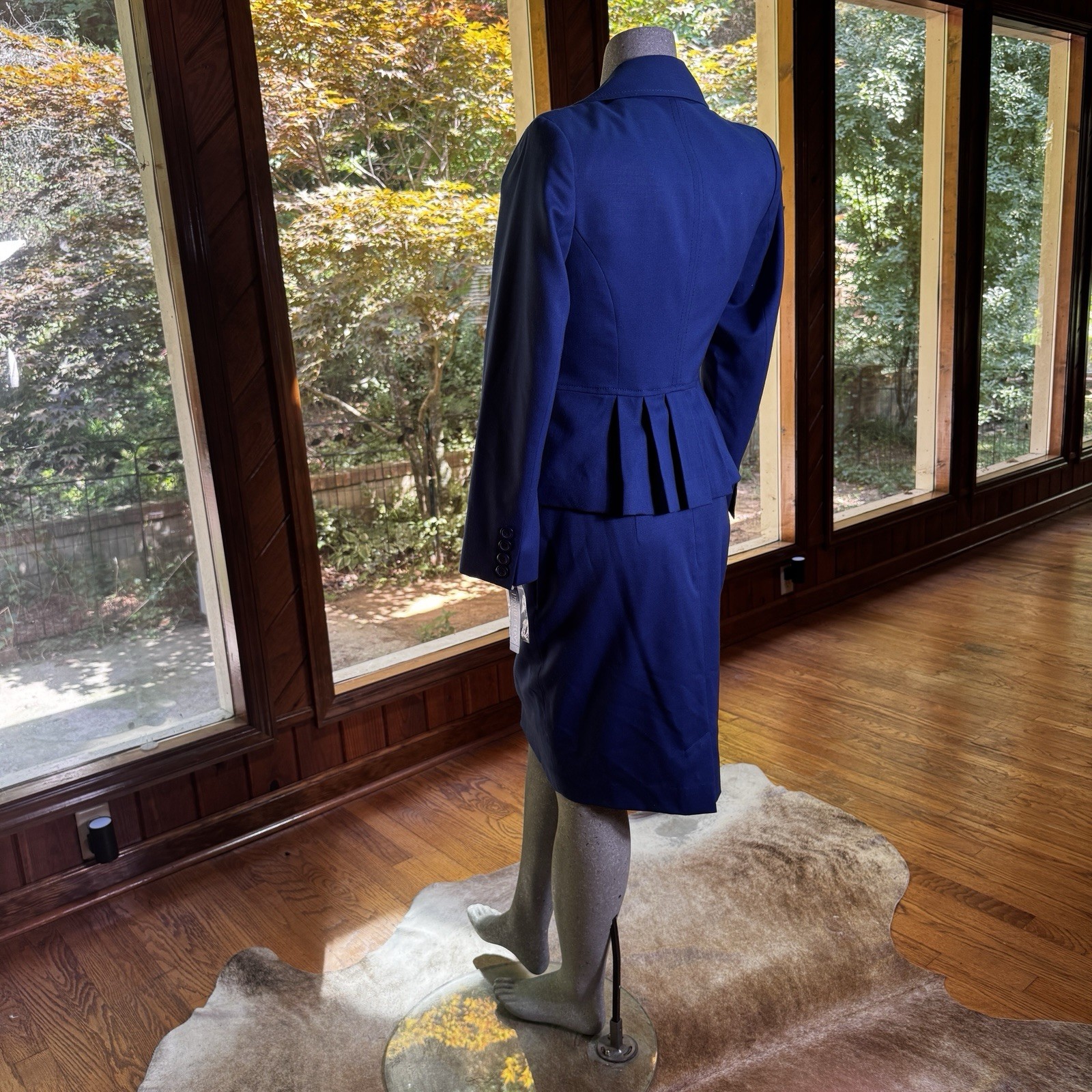Vintage Pendleton Womens Navy Virgin Wool Skirt Suit Set Size 8 Academia NWT